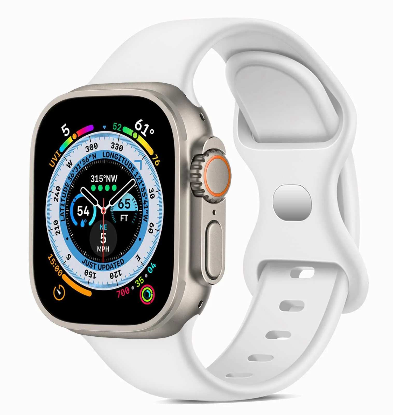 DL3 Mobilak Bands Compatible with Apple Watch Ultra 49mm 45mm 44mm 42mm 41mm 40mm 38mm, Replacement Soft Silicone Strap for iWatch Ultra/Ultra 2 Series 9/8/7/6/5/4/3/2/1 SE (38MM/40MM/41MM) - White
