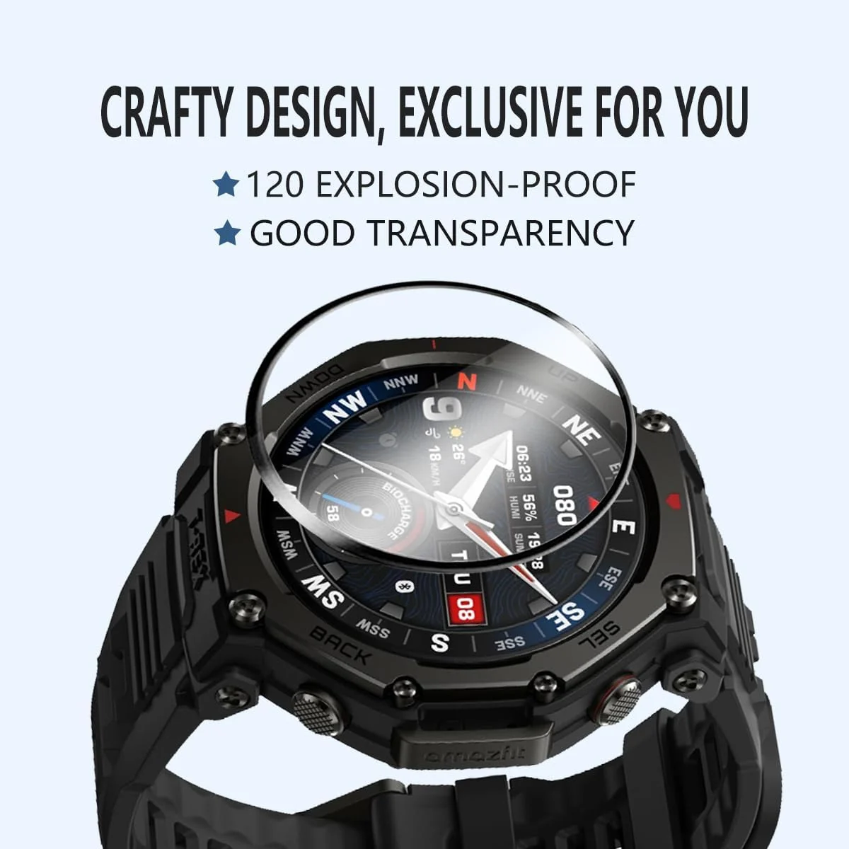 DL3 Mobilak Screen Protector For Amazfit T-Rex 3, 3D Curved Soft Edge Protective Film [Anti-Scratch] [Bubble Free] [Ultra Shatterproof] [High Sensitive] (Not Glass) - Black