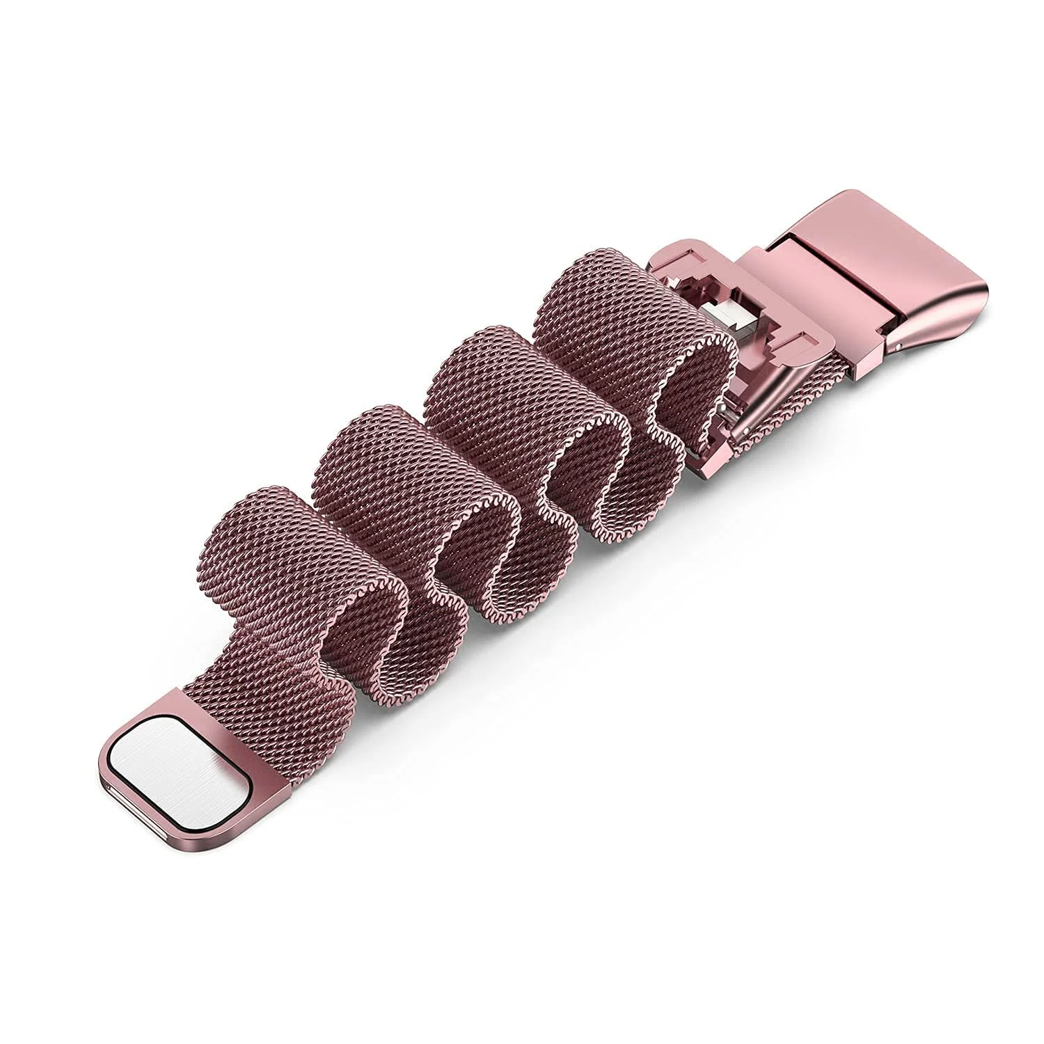 DL3 Mobilak Strap for Honor Band 6/Huawei Band 6/Huawei Band 6 Pro, Metal Woven Stainless Steel Magnetic Replacement Strap, Classic Adjustable Watch Strap For Honor Band 6 Bracelets - Pink