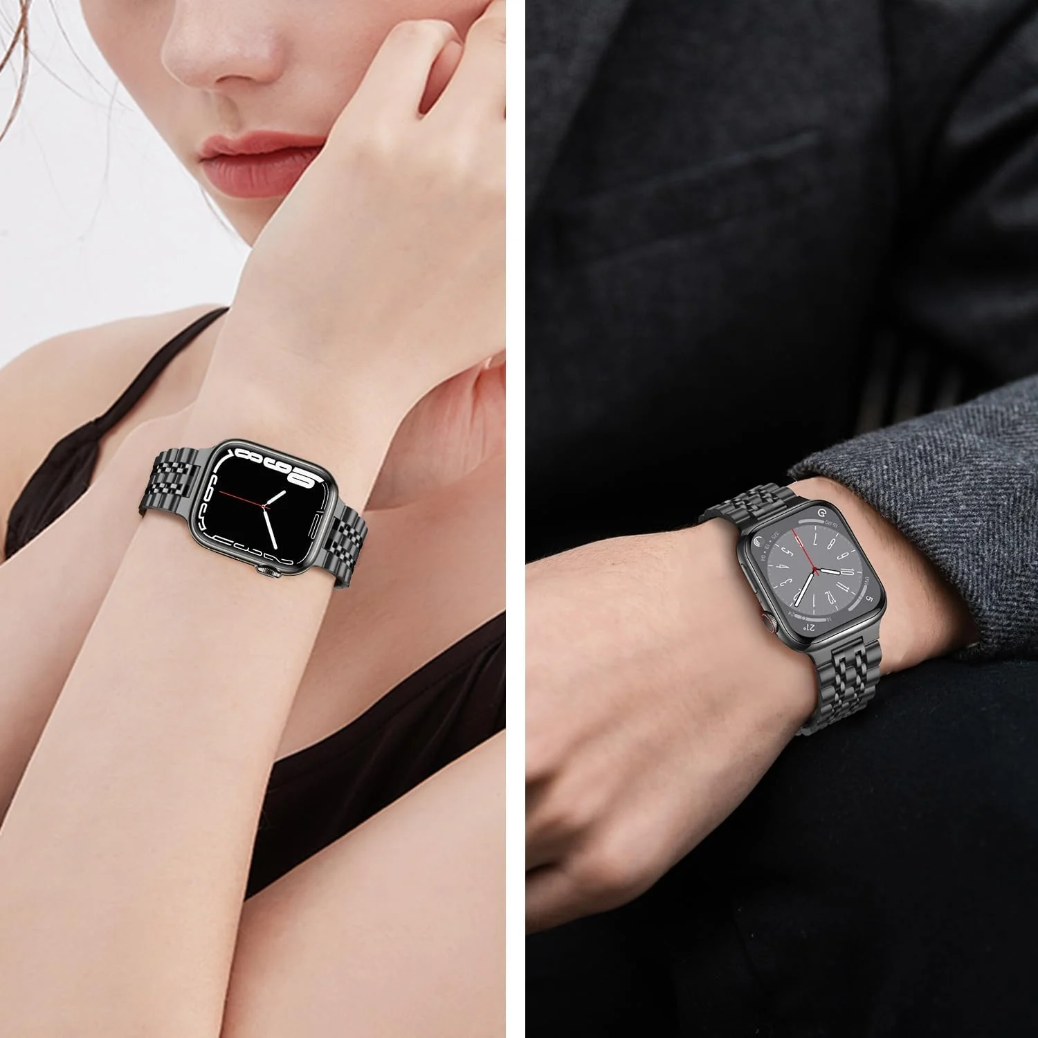 DL3 MOBILAK Band For Apple Watch Ultra Band 49mm 45mm 44mm 42mm 41mm 40mm 38mm, Metal Stainless Steel Strap for Apple Watch Series 8 Ultra 7 6 5 4 3 2 1 Se (42MM/44MM/45MM/49MM) - Black