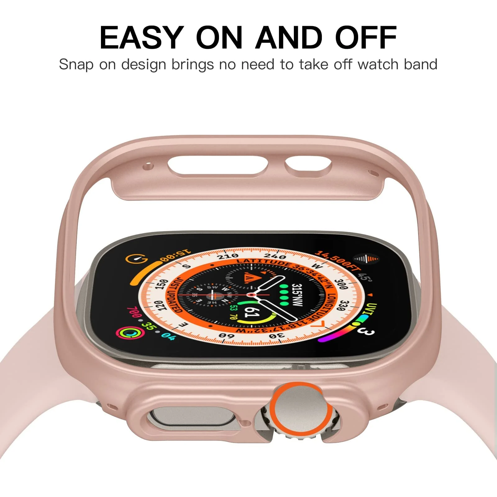 DL3 Mobilak Compatible For Apple Watch Ultra Case 49mm, Shockproof Ultra-Thin Hard PC Bumper Case All-Around Edge Protective Cover Frame[NO Screen Protector] for iWatch Accessories - Rose Gold