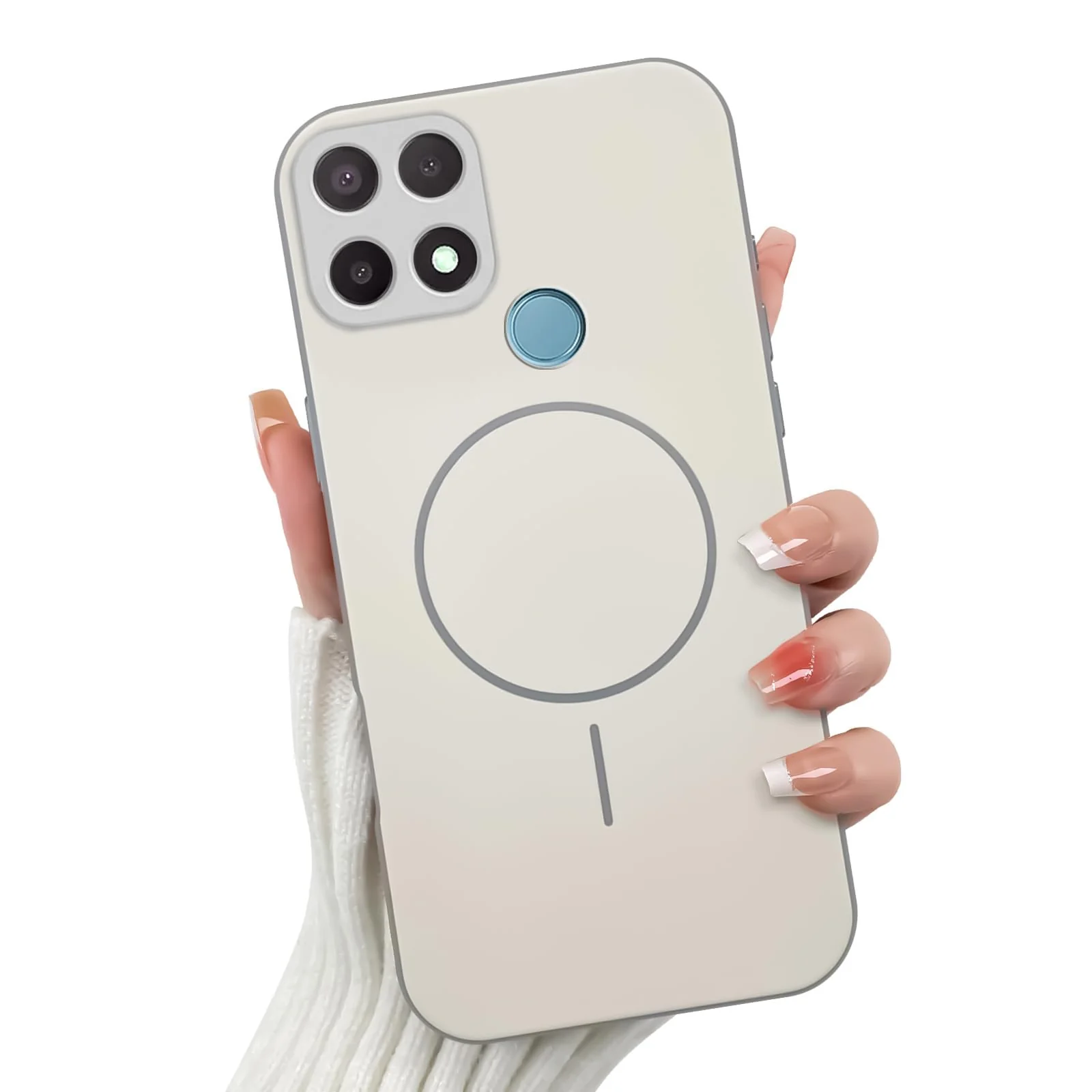 DL3 Mobilak Case For OPPO A15 / OPPO A15S Slim Design [Not Compatible with MagSafe] Soft Silicone Case Flexible TPU Anti-Scratch Protective Cover with Full Camera Protection - Off-White