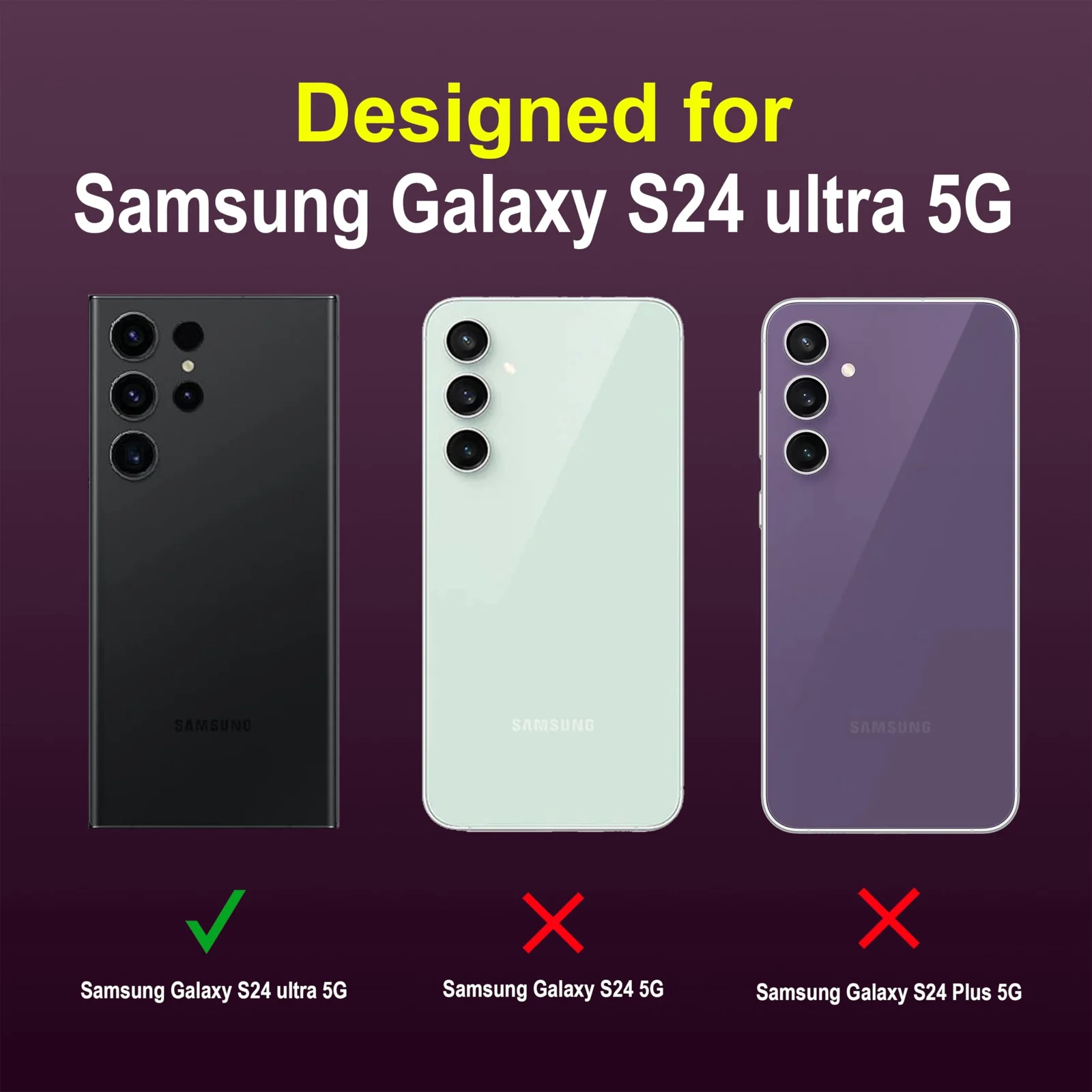 DL3 Mobilak Soft Silicone Protective Case for Samsung Galaxy S24 Ultra with Camera Protection and Shockproof Design - Purple