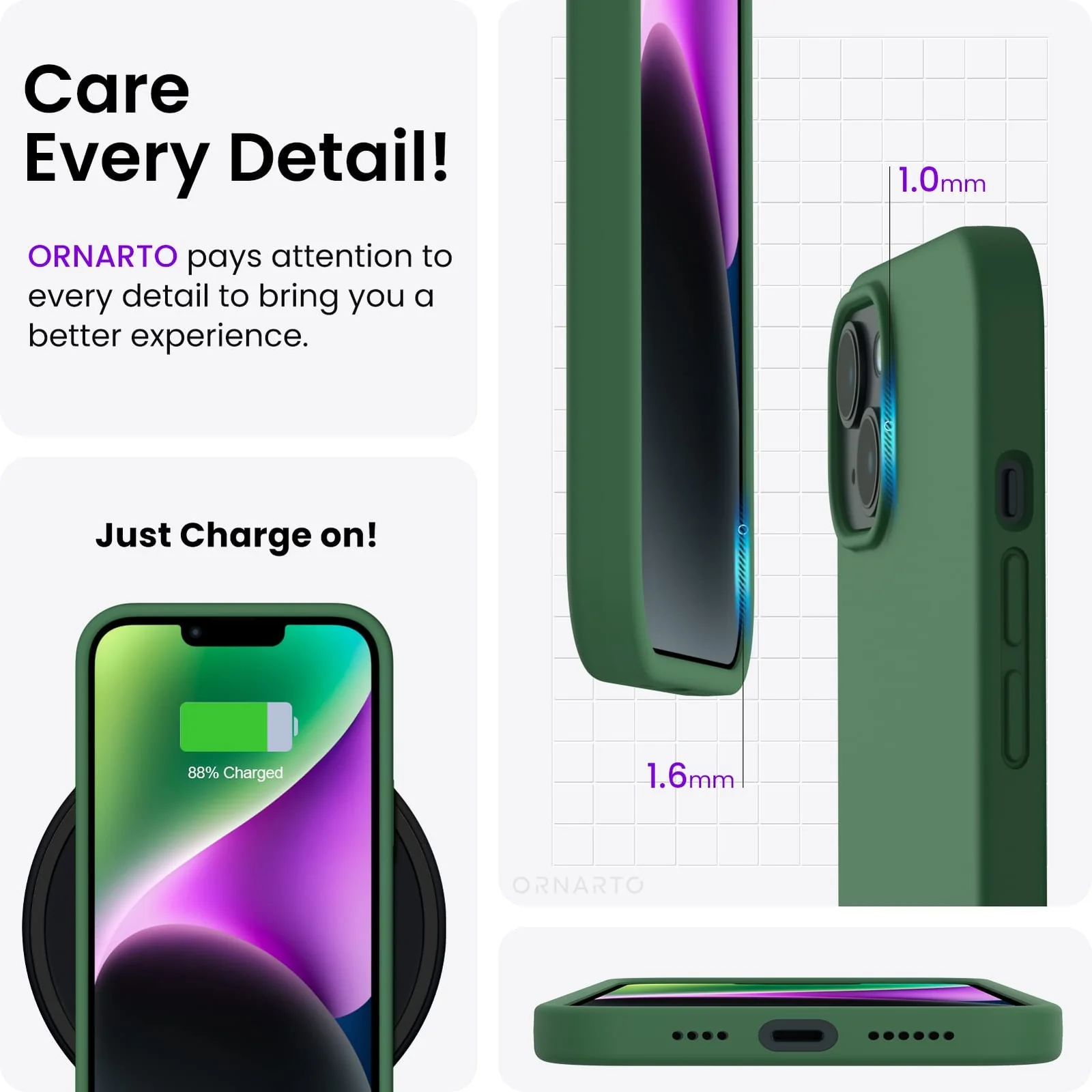 DL3 Mobilak Liquid Silicone Protective Case with Soft Microfiber Lining for iPhone 14 (6.1 Inch) - Clover