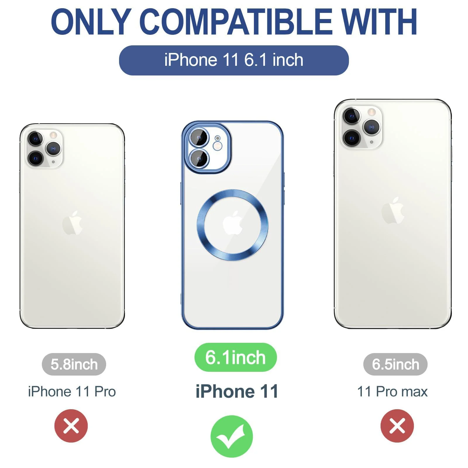 DL3 Mobilak Clear TPU Case with Electroplated Edges for iPhone 11 with Camera Protection and Shockproof Design - Metallic Blue