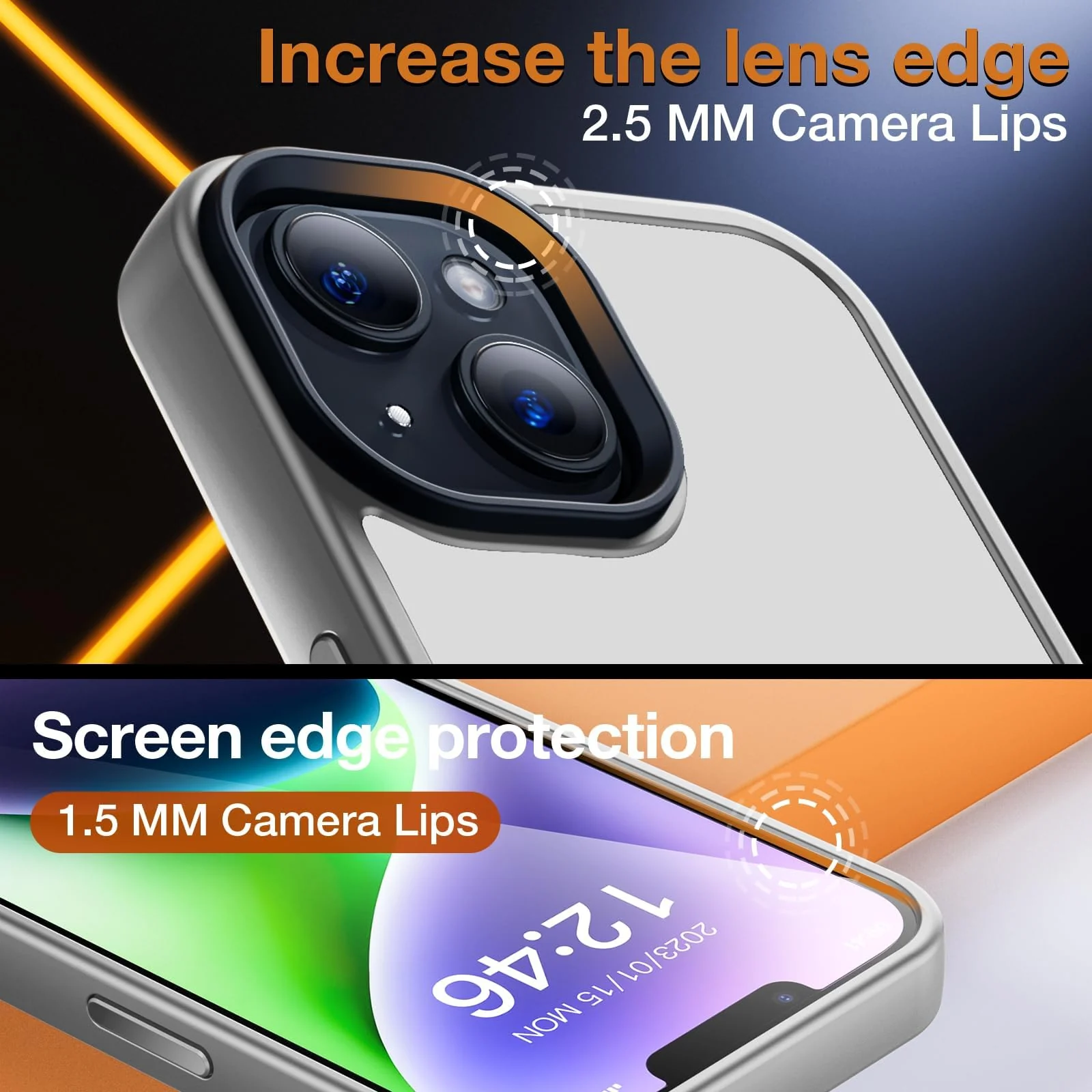 DL3 Mobilak Matte Protective Case for iPhone 13 / iPhone 14 with Camera Protection and Shockproof Design - Gray