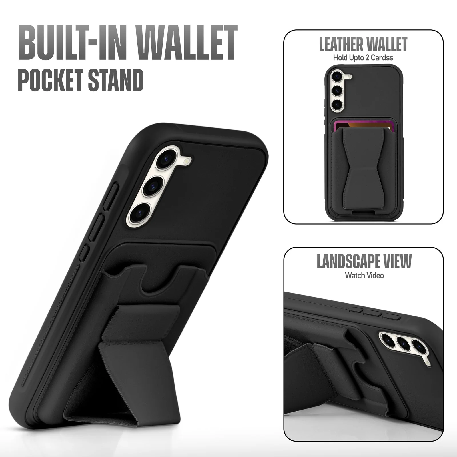DL3 Mobilak Leather Wallet Case with Card Slot for Samsung Galaxy A52 / A52s with Camera Protection and Shockproof Design - Black