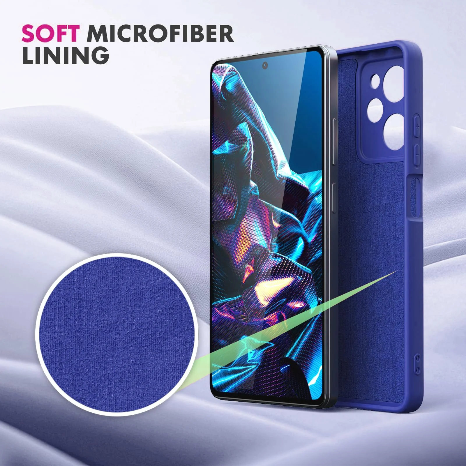 DL3 Mobilak Soft Silicone Protective Case for POCO X5 Pro 5G with Microfiber Lining and Shockproof Design - Pepsi