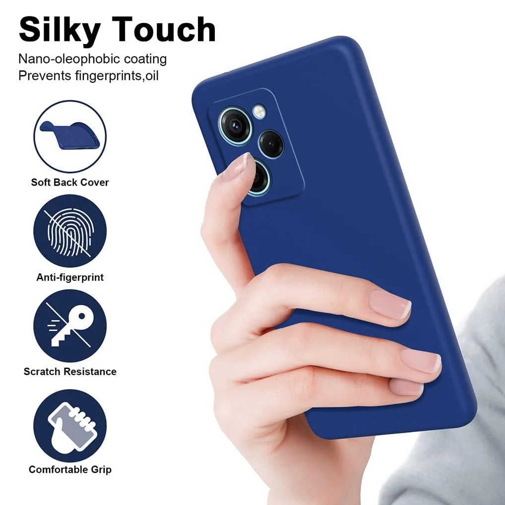 DL3 Mobilak Soft Silicone Protective Case for POCO X5 Pro 5G with Microfiber Lining and Shockproof Design - Royal Blue