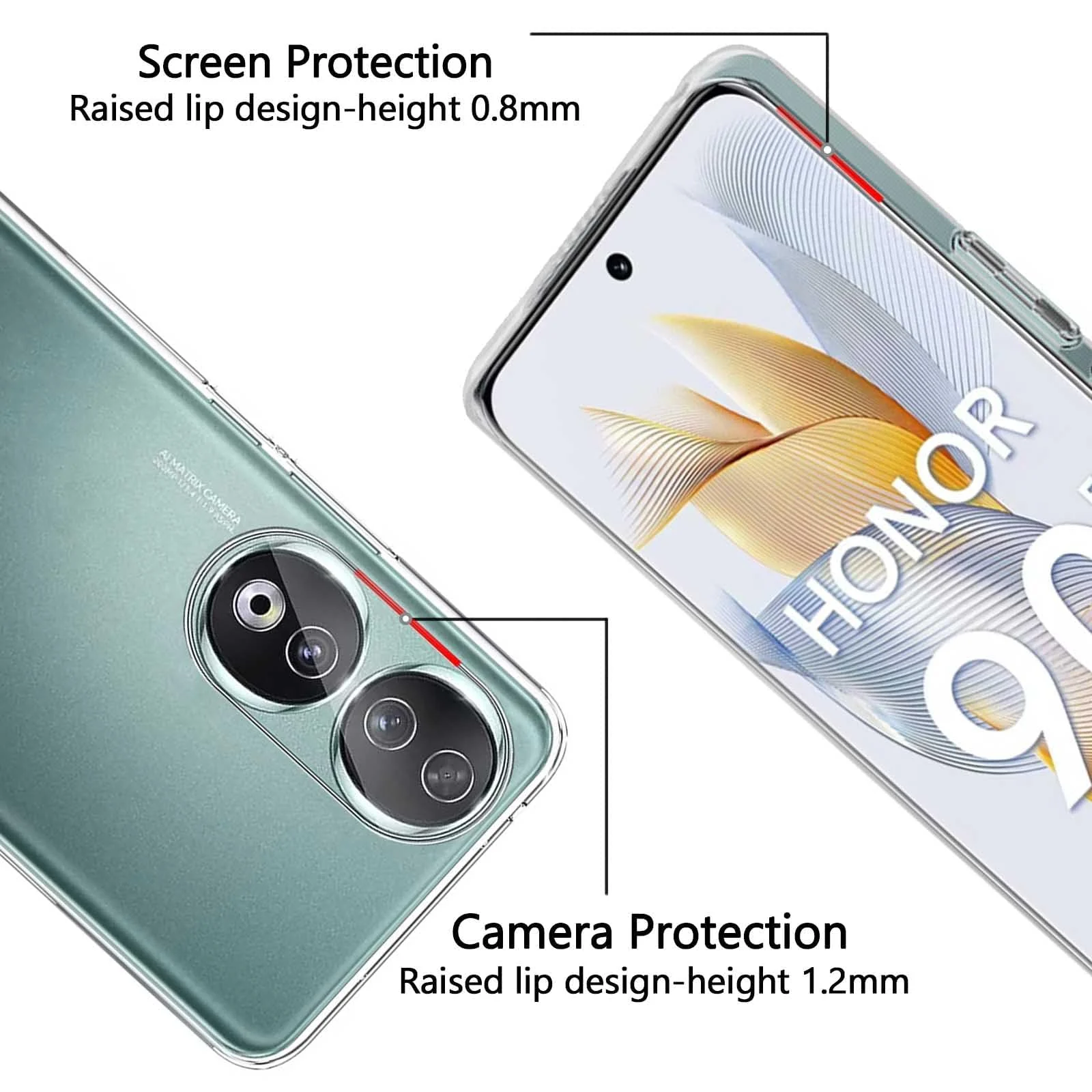 DL3 Mobilak Case Compatible with Honor 90 5G Case Crystal Soft TPU Gel Case Flexible Silicone Anti-Scratch Camera Protection TPU Cover - Clear