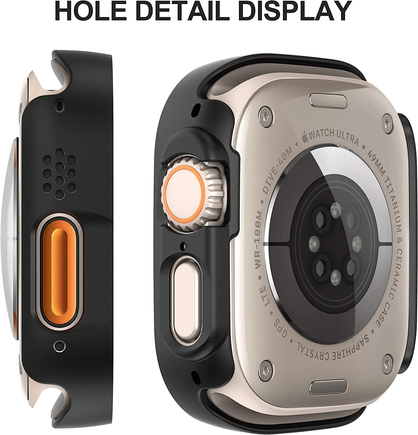 DL3 Mobilak Hard Case Designed for Apple Watch Ultra 2 (2023) / Ultra 1 49mm, Built-in 9H [HD Clear] Tempered Glass Screen Protector, [Full Protection] Slim Cover for iWatch 49mm - Black