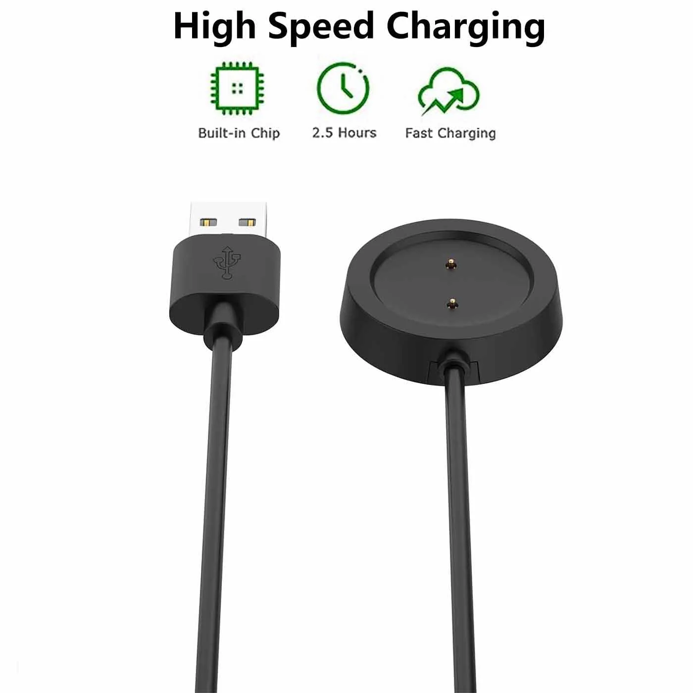 DL3 Mobilak Magnetic Charger Compatible With Amazfit T-Rex/Amazfit GTS/Amazfit GTR 42mm/GTR 47mm,3.3ft/1m USB Charging Cable Stand Dock Smartwatch Accessories - Black