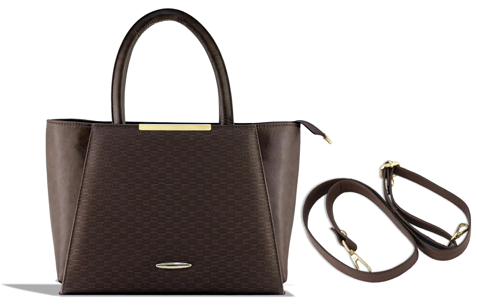 Mobigon Women’s Handbag Elegant Textured Satchel with Adjustable Shoulder Strap Structured Spacious Tote with Top Zipper Closure for Work, Office, Shopping & Daily Use - Brown