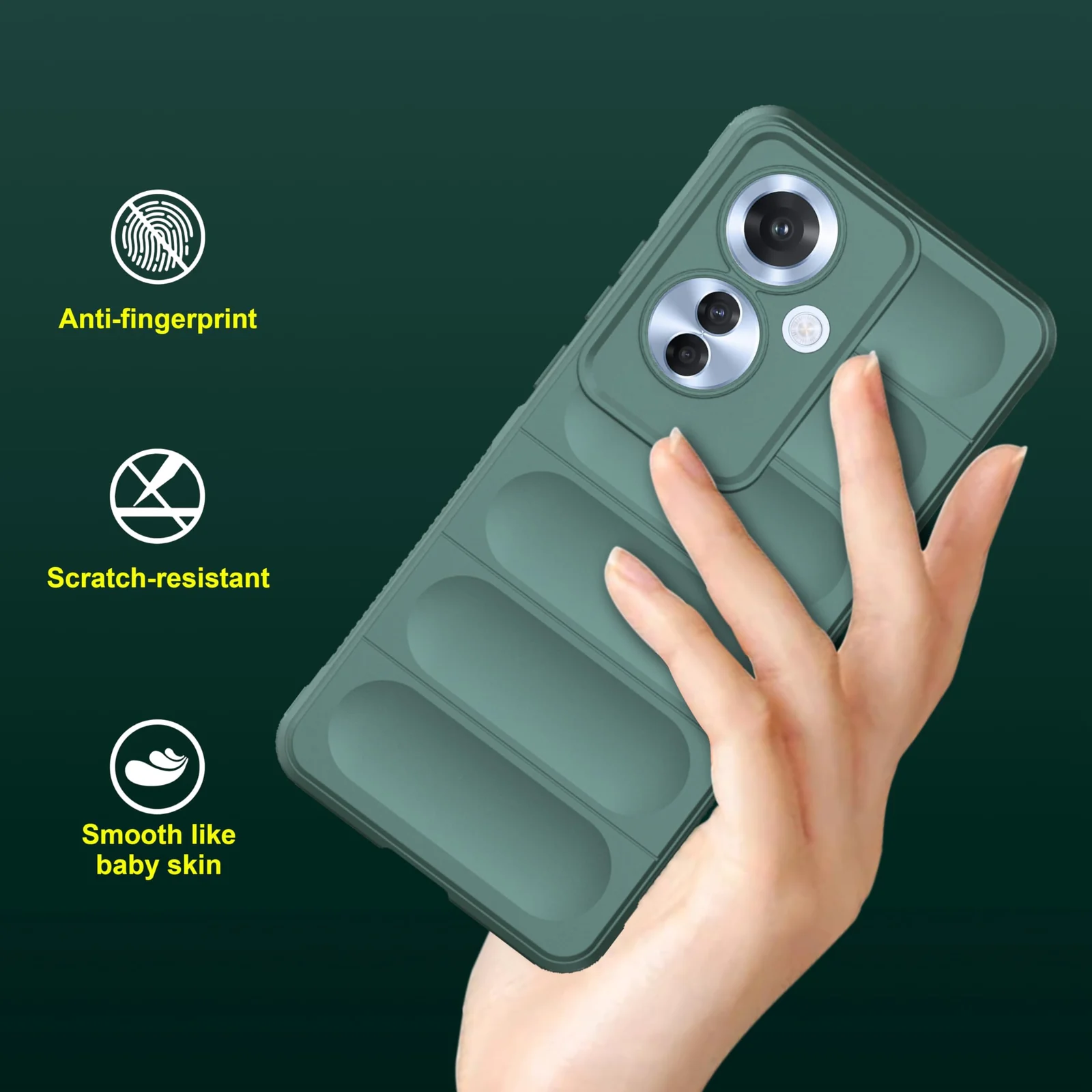 DL3 Mobilak Rugged Protective Case for OPPO Reno 11F / Reno11 F 5G, Camera protection, Shock-absorbing protection, Non-slip grip - Green