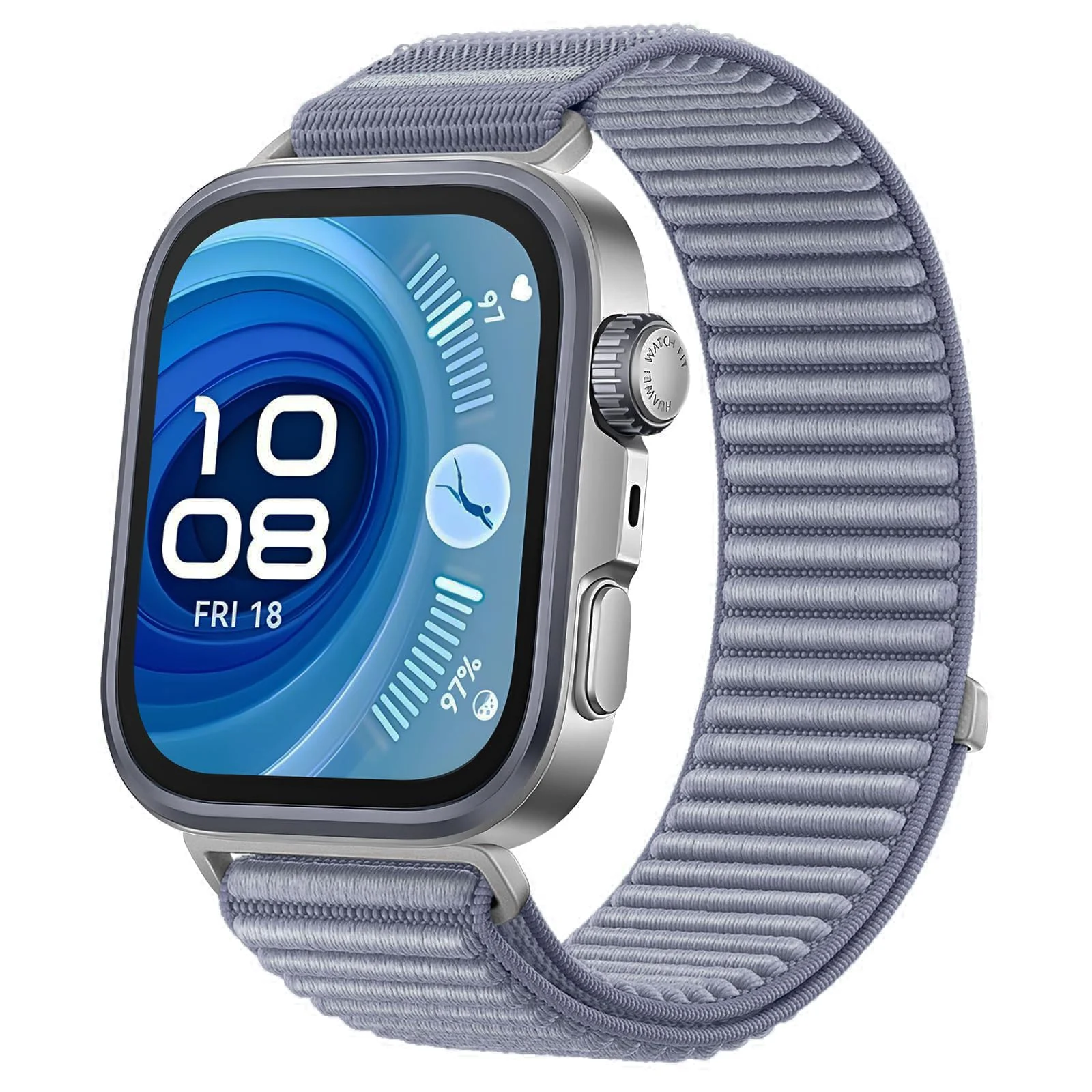 DL3 MOBILAK Elastic Nylon Watch Strap for Huawei Watch Fit 3 / Fit 4 / Fit 4 Pro / Fit 5 / Fit 5 Pro, Lavender Gray