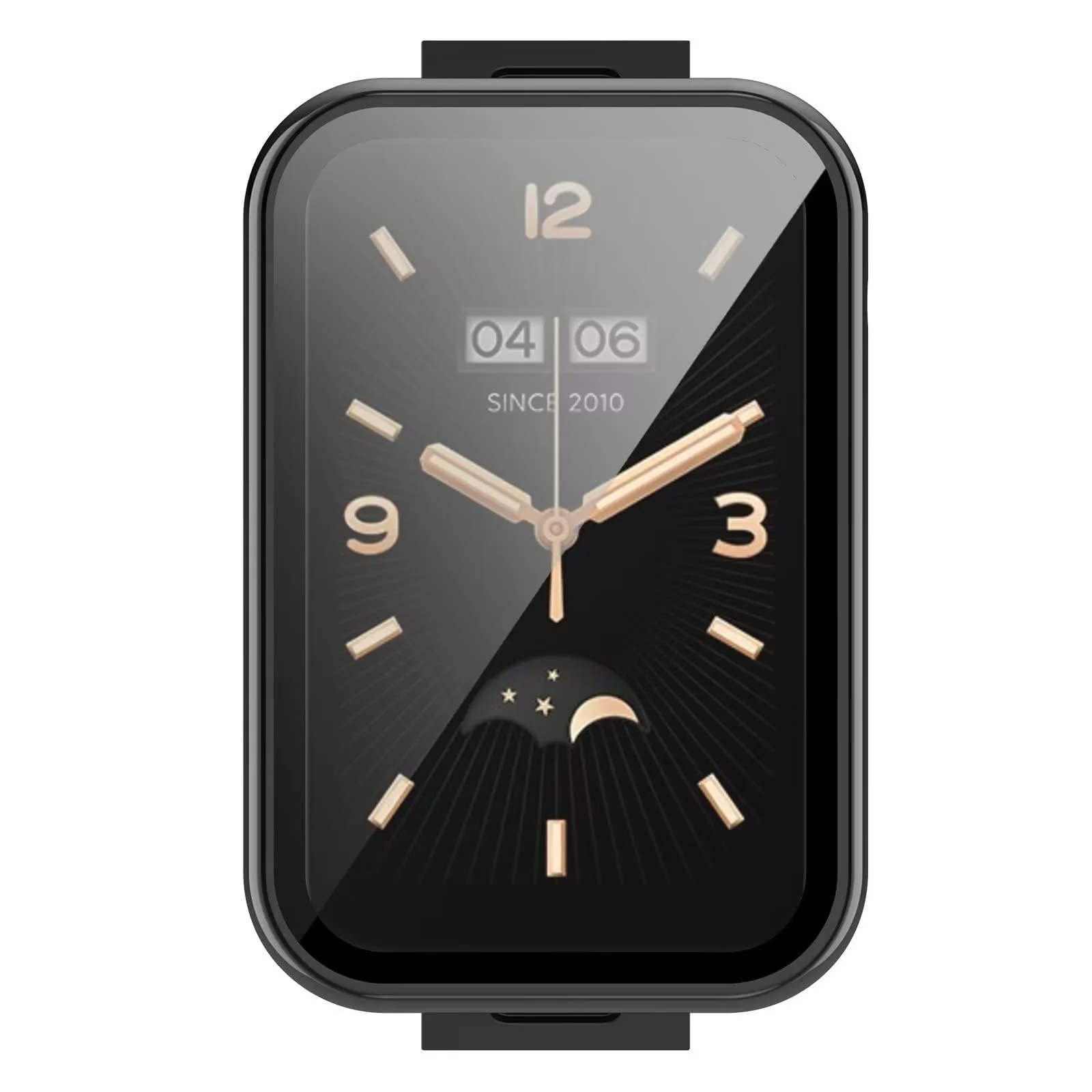 DL3 Mobilak Case for Xiaomi Mi Band 7 Pro, Bumper Full Coverage Hard Overall Protective Cover, Built-in Tempered Glass Screen Protector Film High Sensitivity For Xiaomi Smart Band 7 Pro - Black