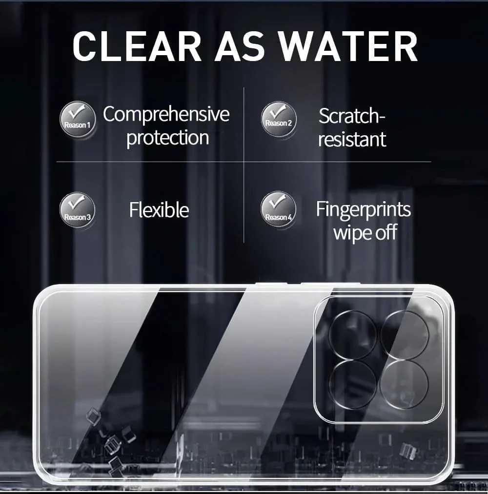DL3 Mobilak Case Compatible with Xiaomi 14 Pro Case Crystal Soft TPU Gel Case Flexible Silicone Anti-Scratch Camera Protection TPU Cover - Clear