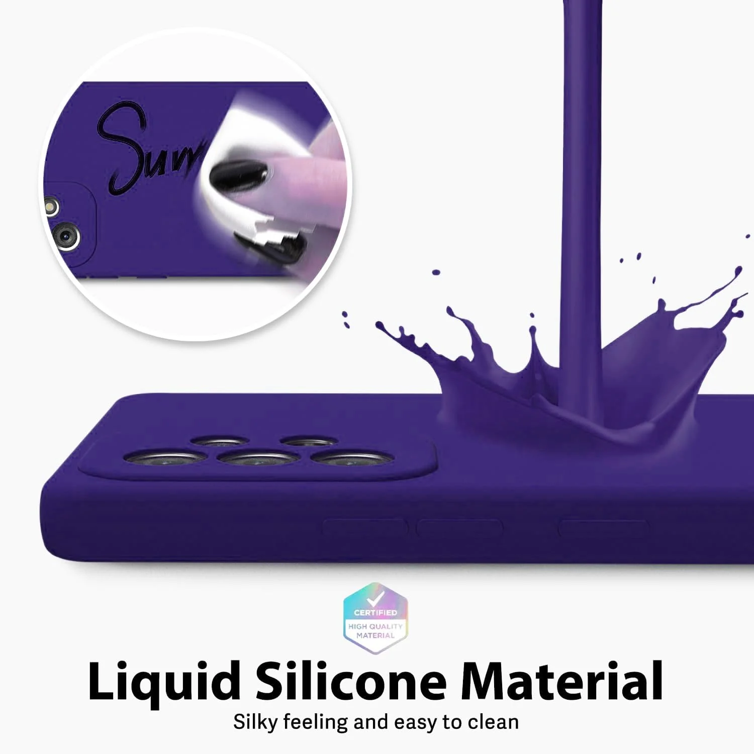 DL3 Mobilak Samsung Galaxy A72 Case, Soft Flexible Silicone Gel Rubber Bumper Cover, Full Body Shockproof Protective Phone Case - Purple