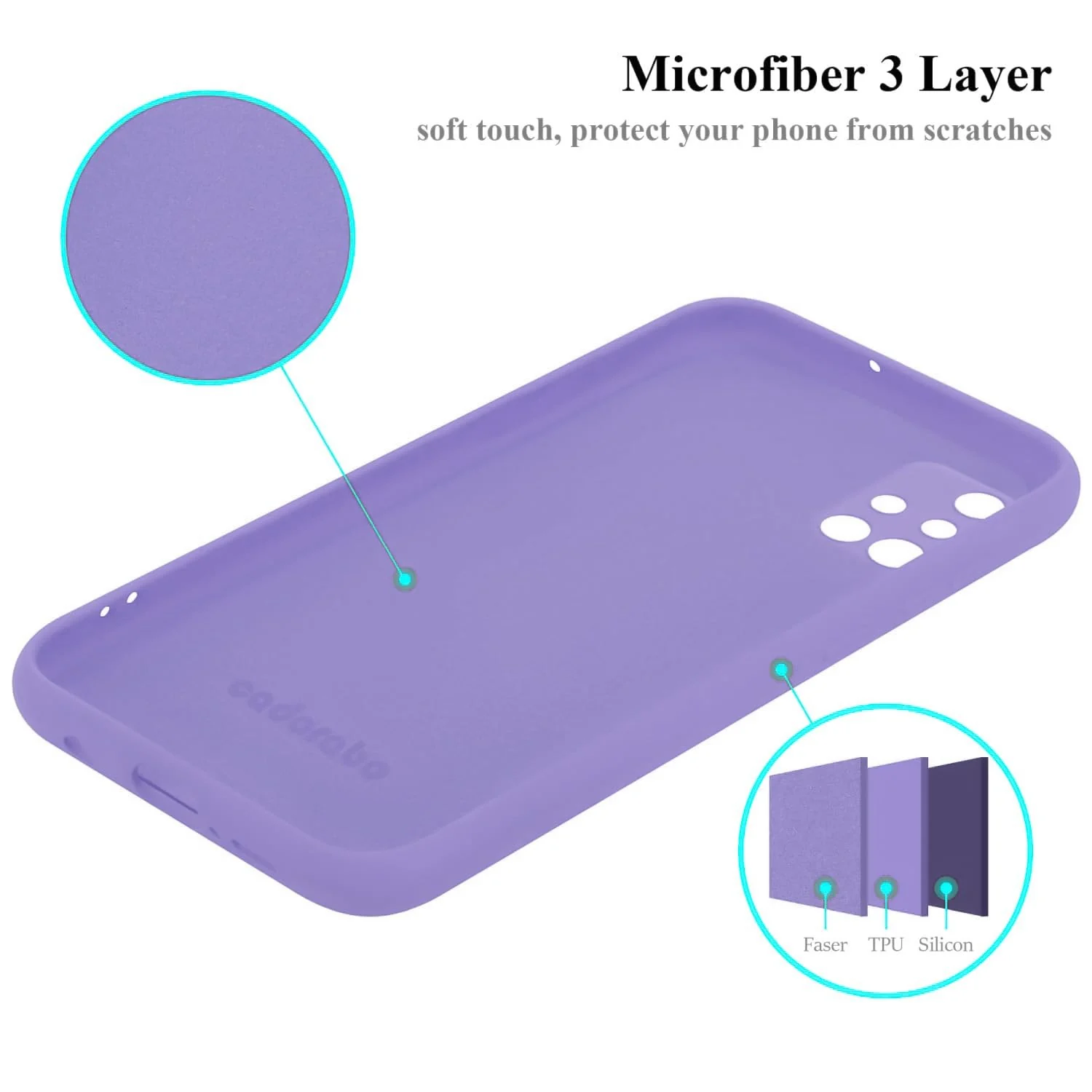 DL3 Mobilak Silicone Protective Case for Samsung Galaxy A71, Shock-absorbing protection, Scratch-resistant surface, Soft microfiber lining - Light Purple
