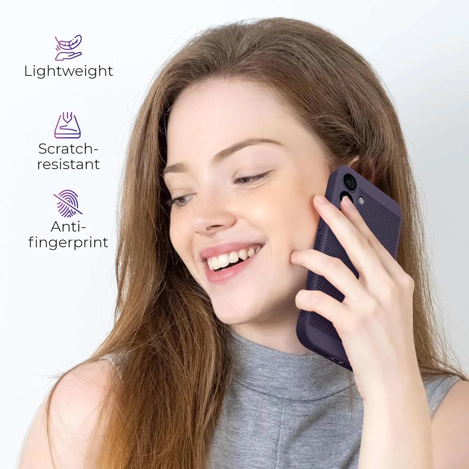 DL3 Mobilak Case for Samsung Galaxy A17 5G Heat Dissipation with Built-in Camera Lens Protector Slim Fit Breathable Cooling Anti-Fingerprint Hard PC Back Shockproof Cover - Purple