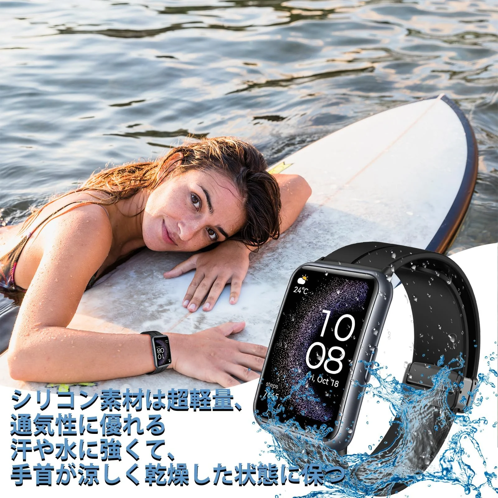 DL3 Mobilak Silicone Strap Compatible with Huawei Watch Fit Magnetic Metal Stainless Buckle Sport Silicone Strap for Huawei Watch Fit Band Quick Release Soft Replacment Wristband - Black