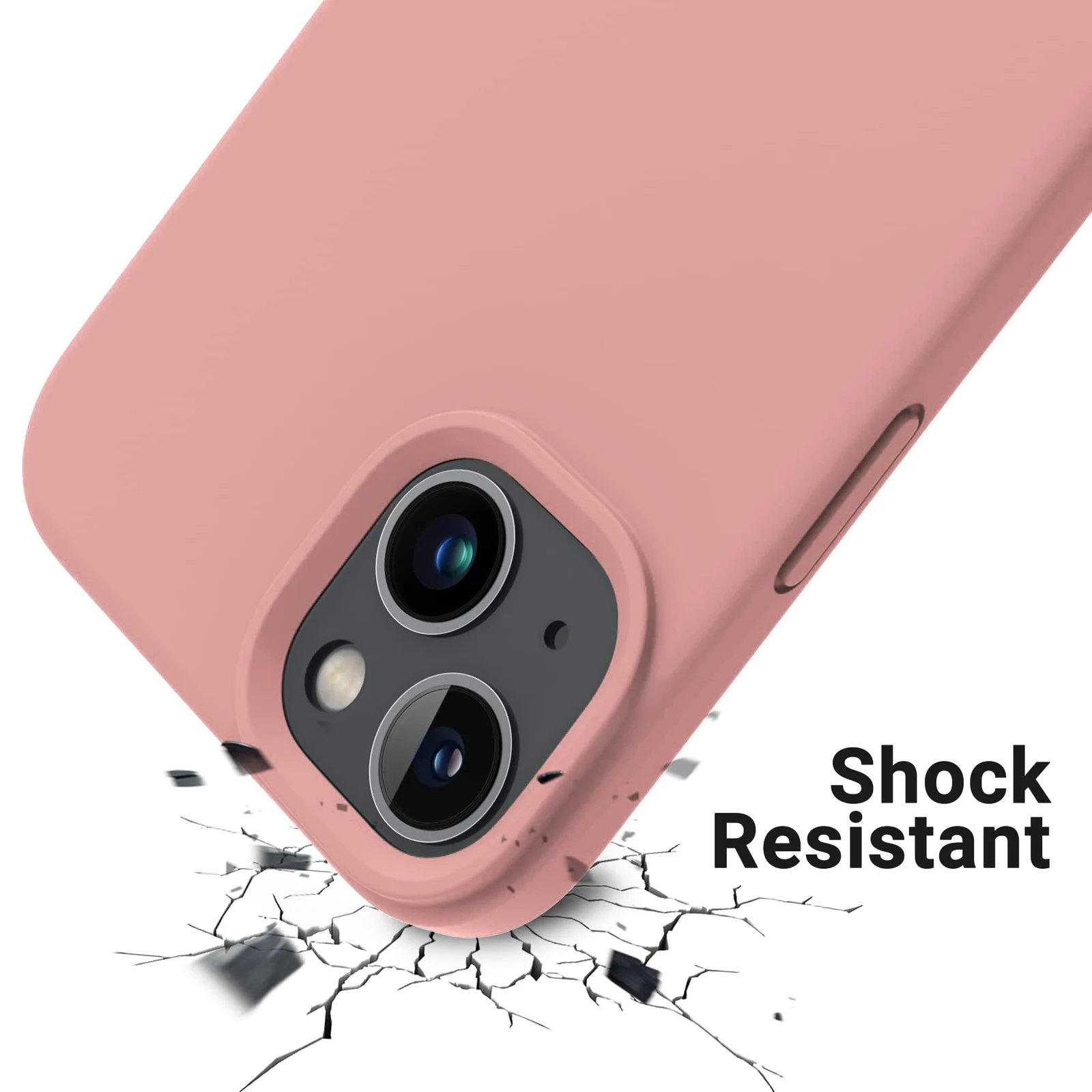 DL3 Mobilak Liquid Silicone Case for iPhone 14 (6.1 Inch), Shock-absorbing protection, Scratch-resistant surface, Soft microfiber lining - Light Pink