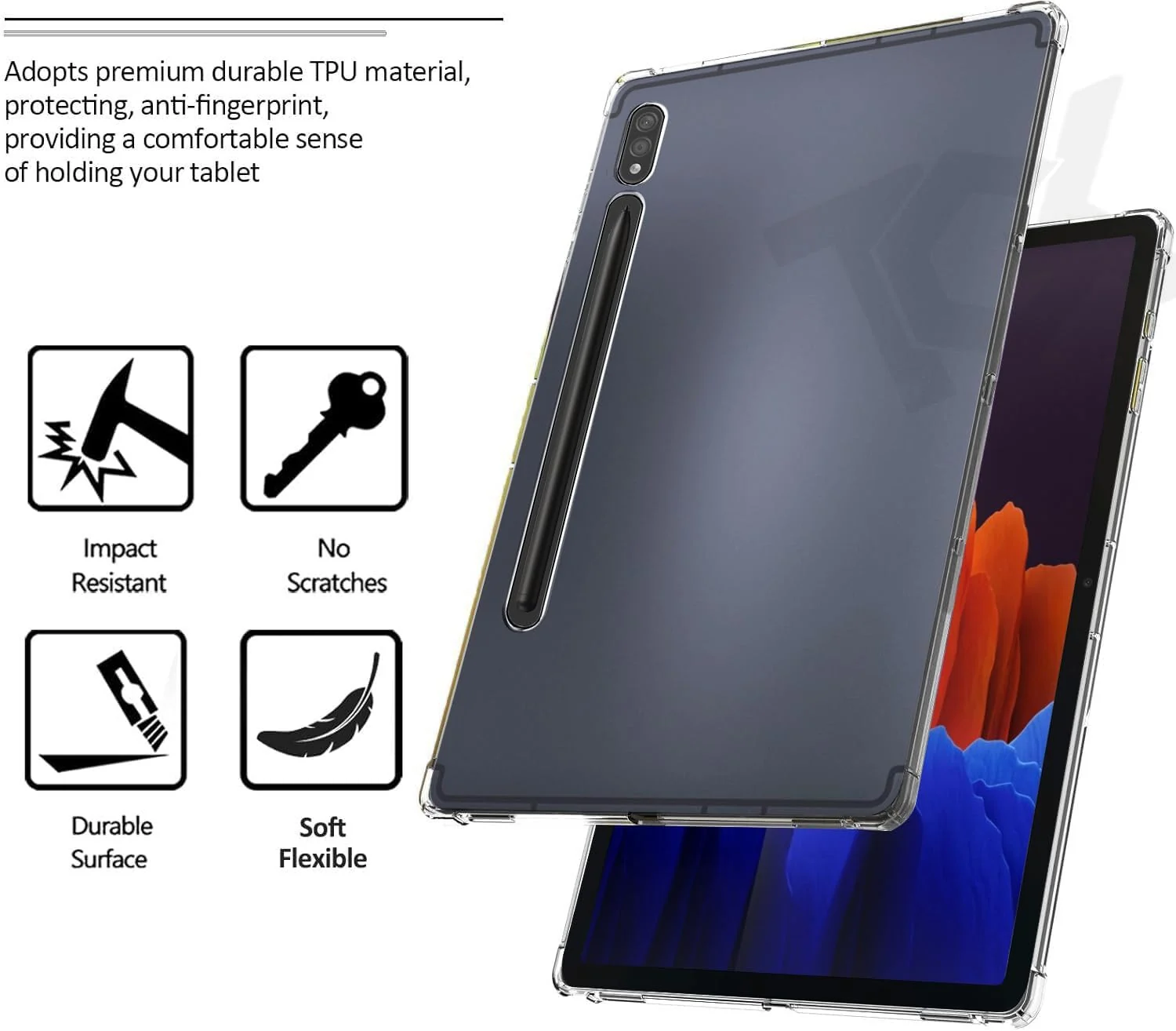 DL3 Mobilak Case Compatible with Samsung Galaxy Tab S8 2022/Samsung Galaxy Tab S7 2020 11 Inch, Ultra Thin Silicone Air-Corners Shockproof Back Shell HD TPU Protective Cover - Clear