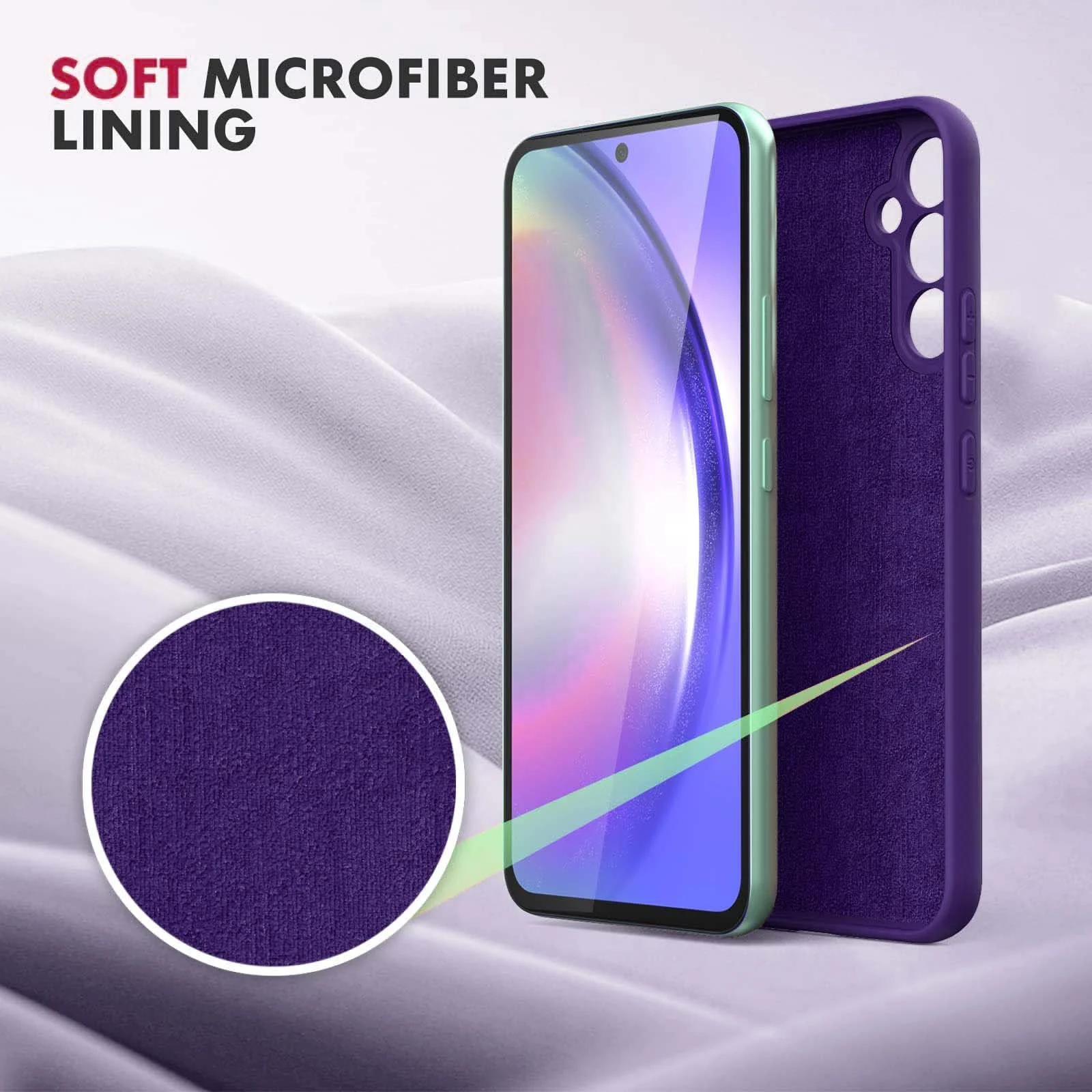 DL3 Mobilak Liquid Silicone Case for Samsung Galaxy S23 FE, Shock-absorbing protection, Scratch-resistant surface, Soft microfiber lining - Purple