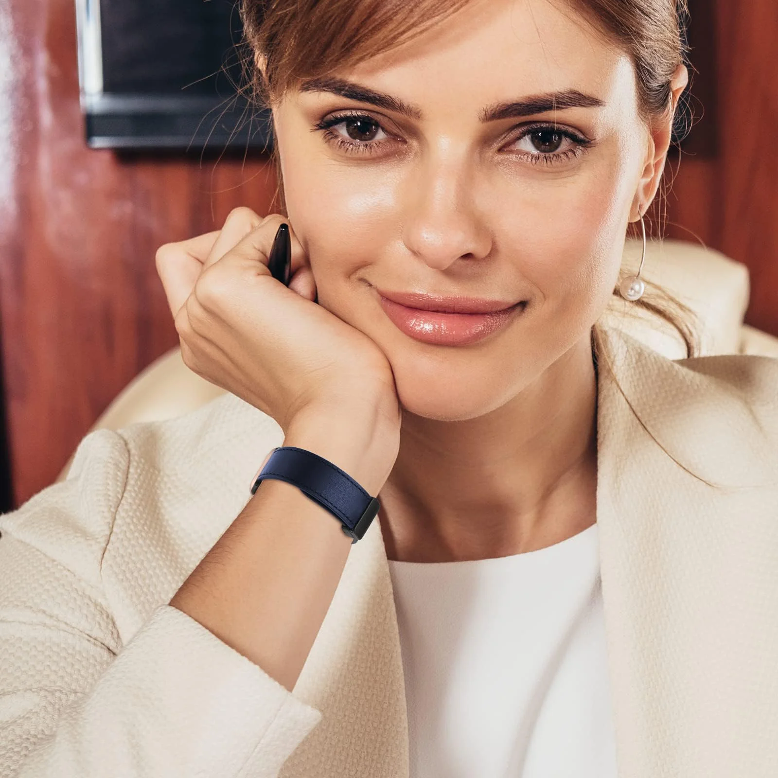DL3 Mobilak Leather Bands Compatible with Apple Watch Band 49mm 45mm 44mm 42mm, Leather Magnetic Buckle Design Strap For iWatch Ultra Ultra 2 SE Series 9 8 7 6 5 4 3 2 1 Wristband For Men Women - Blue