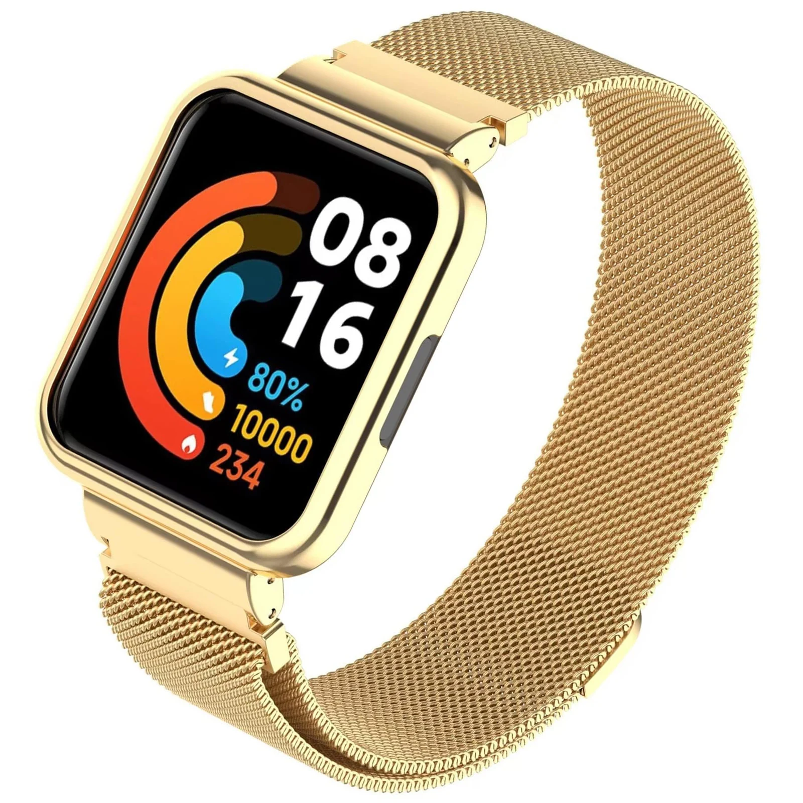 DL3 Mobilak Strap For Xiaomi Redmi Watch 2 Lite/Poco Watch/Redmi Watch 2 / Horloge 2, Magnetic Metal Stainless Steel Adjustable Wristbands Breathable Watch Band With Frame Metal - Gold