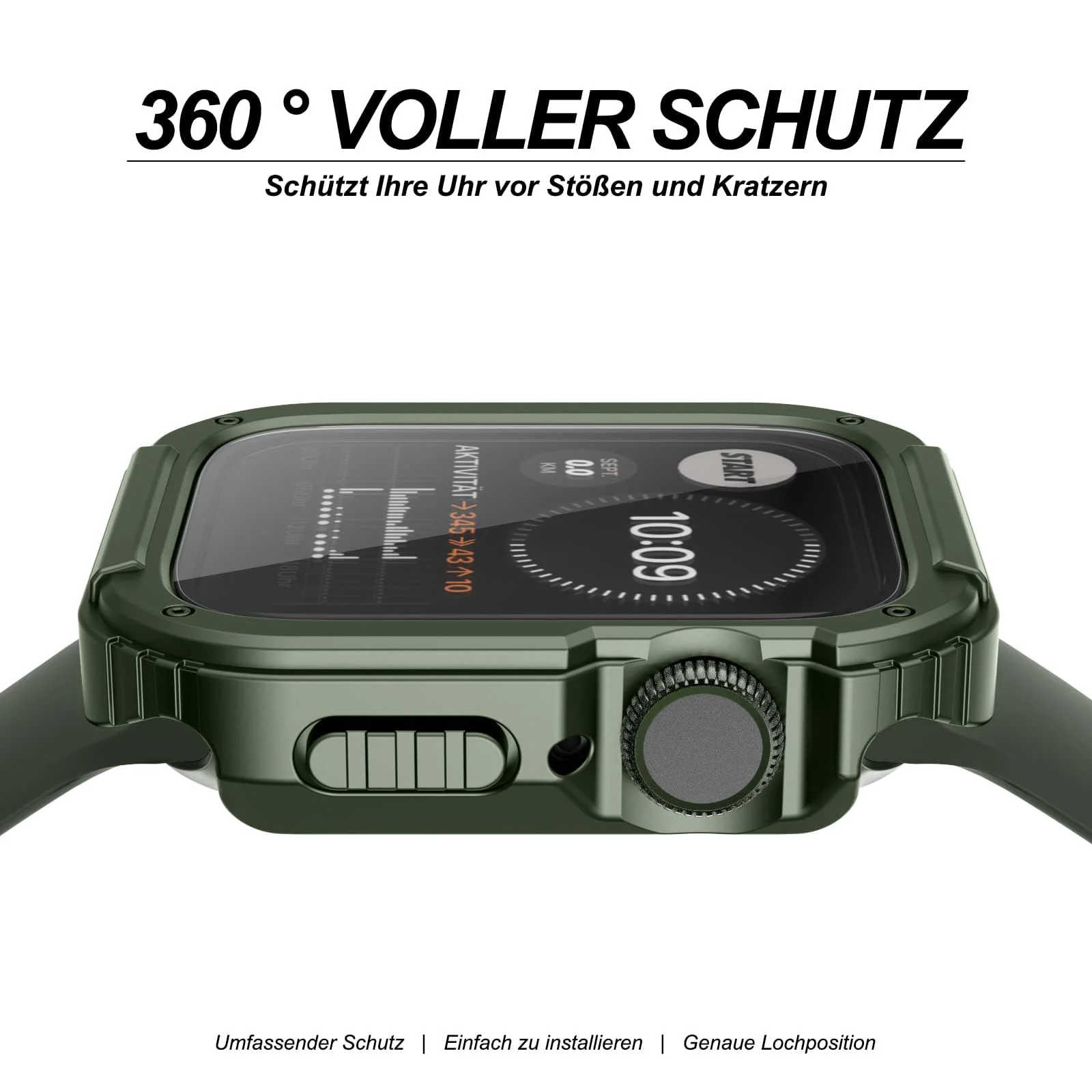 DL3 Mobilak Rugged Apple Watch Case 38mm Series 3/2/1 with Built-in Glass Screen Protector, Durable Military Grade Drop-Proof Protective Cove Full Coverage Shock-Proof Bumper For iWatch 38mm - Green