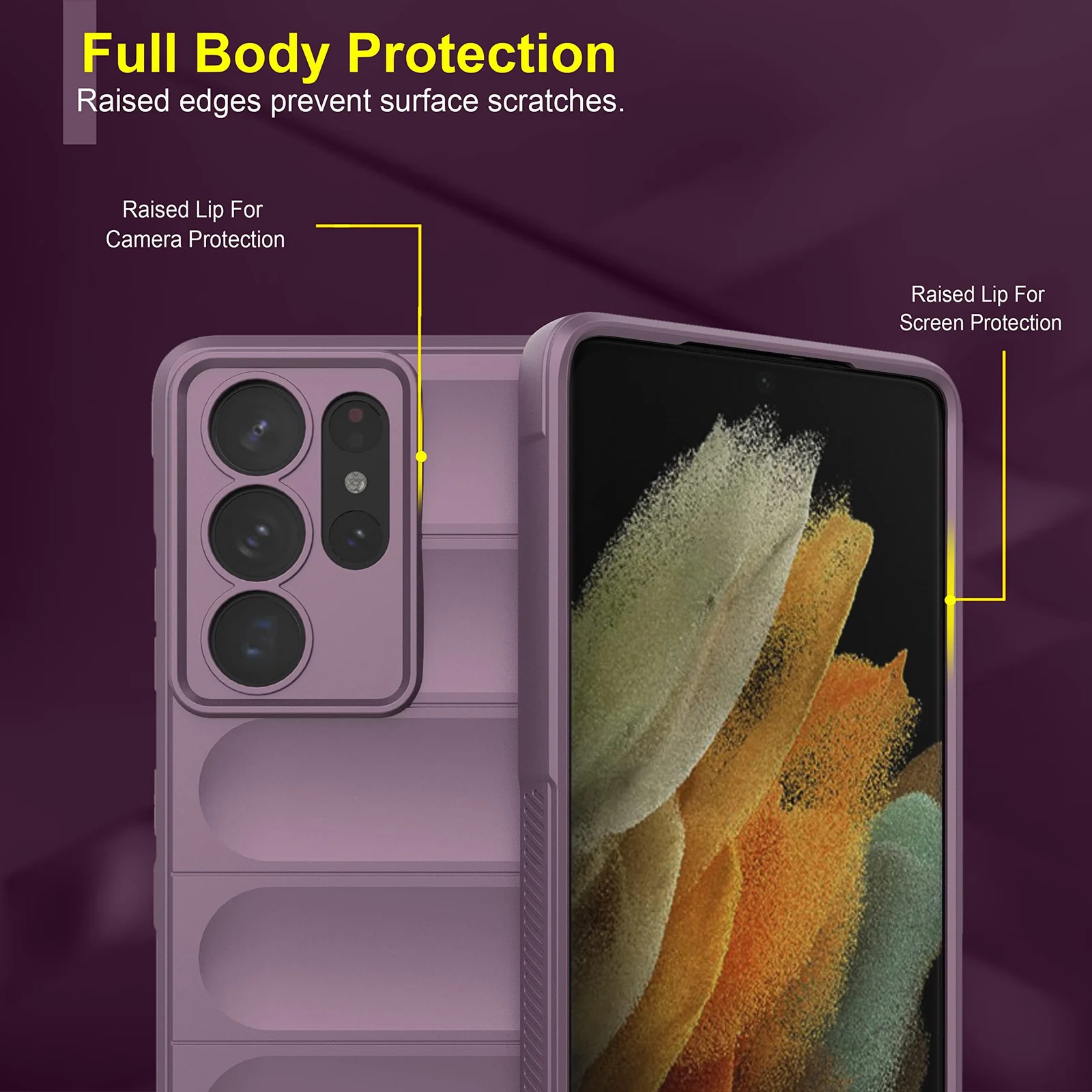 DL3 Mobilak Soft Silicone Protective Case for Samsung Galaxy S21 Ultra with Camera Protection and Shockproof Design - Purple