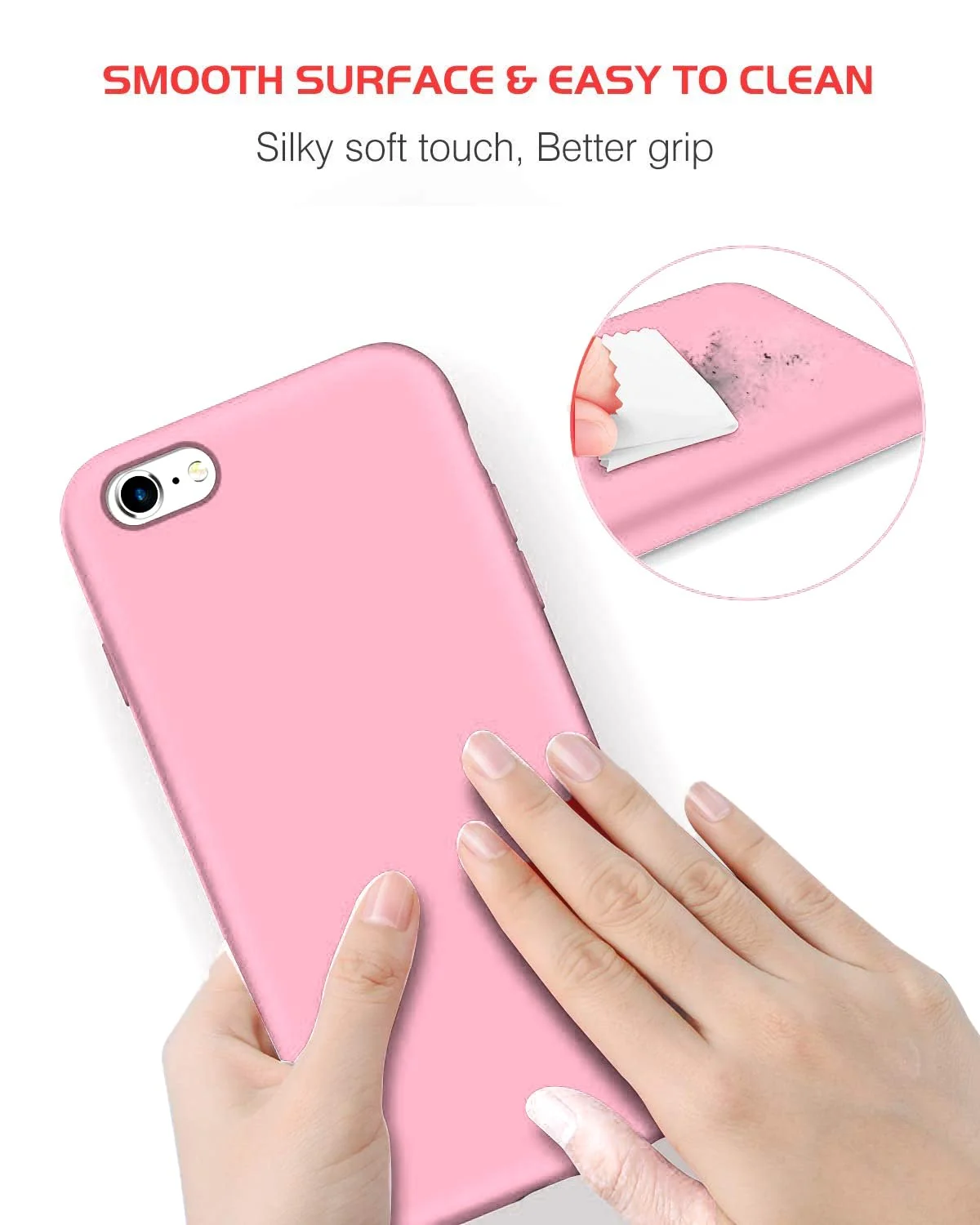 DL3 Mobilak Liquid Silicone Case for iPhone 6 Plus / 6S Plus, Shock-absorbing protection, Scratch-resistant surface, Soft microfiber lining - Pink