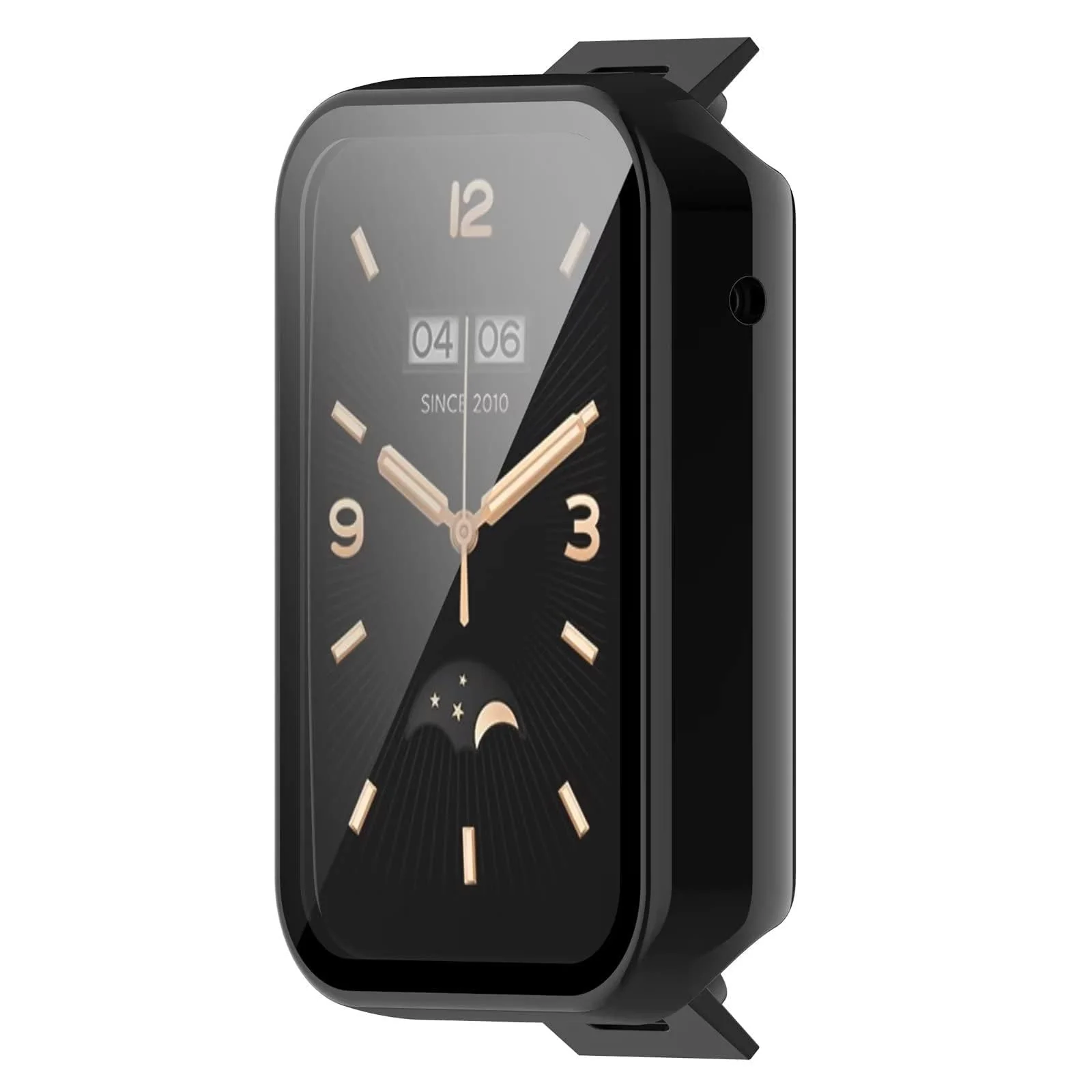 DL3 Mobilak Case for Xiaomi Mi Band 7 Pro, Bumper Full Coverage Hard Overall Protective Cover, Built-in Tempered Glass Screen Protector Film High Sensitivity For Xiaomi Smart Band 7 Pro - Black