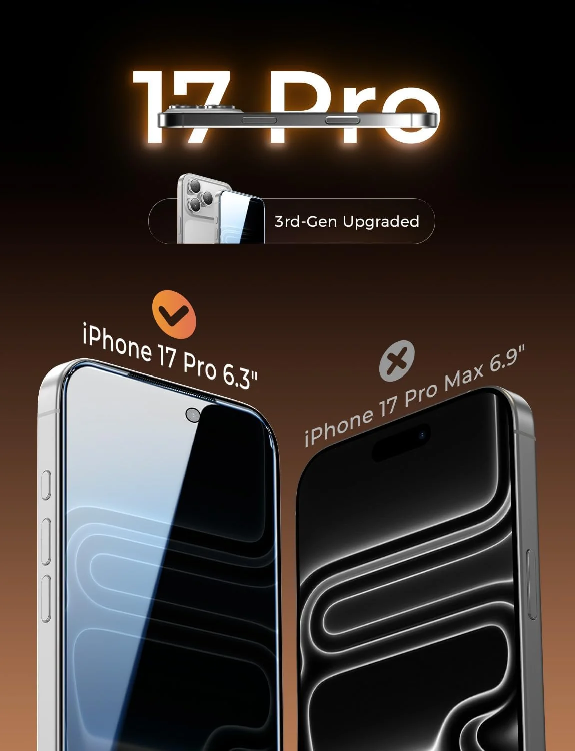 DL3 Mobilak Screen Protector for iPhone 17 Pro 6.3-Inch, 9H Hardness Tempered Glass Film [Anti-Scratch] [No Bubbles] Anti-Spy Full Coverage Screen Protector for iPhone 17 Pro - Privacy