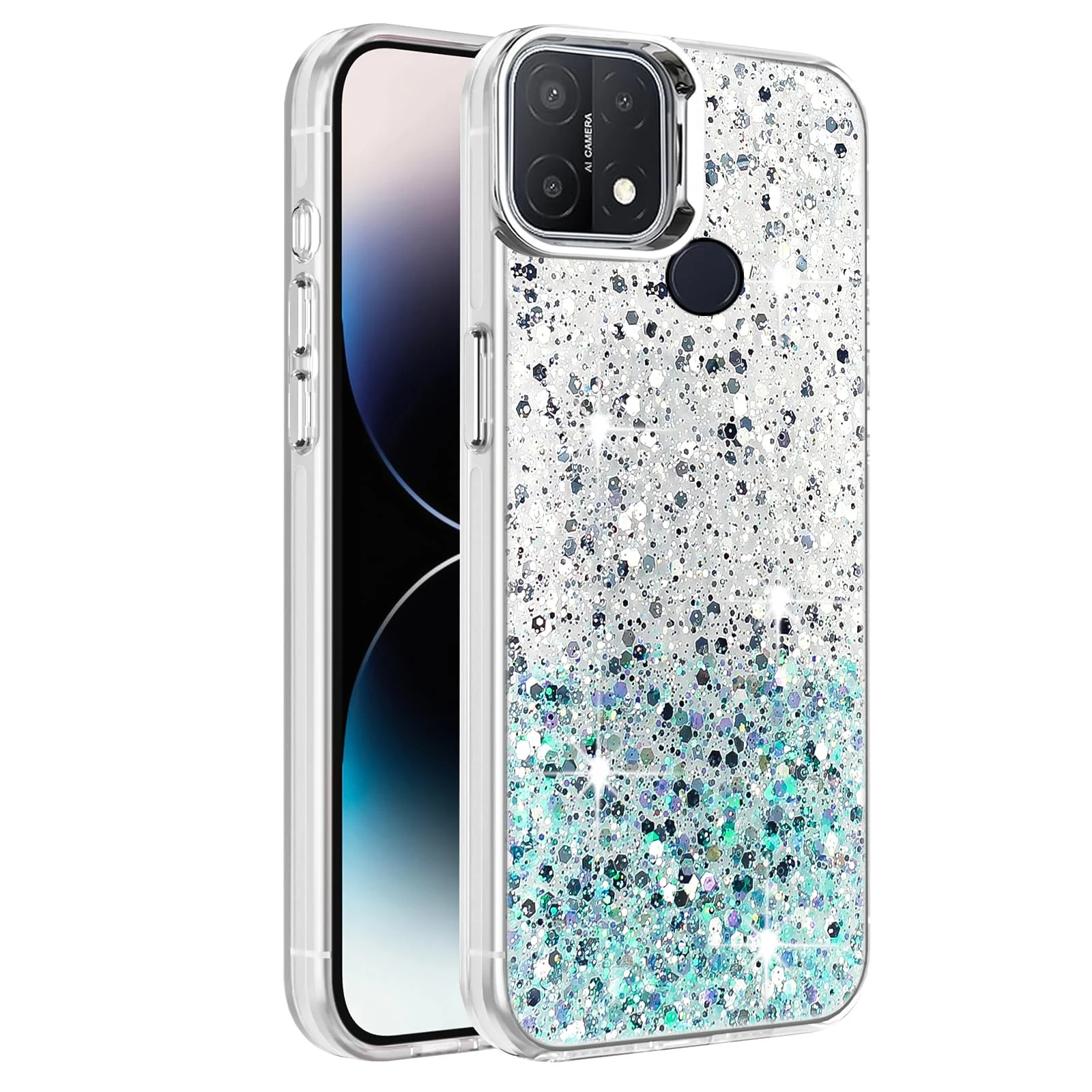 Oppo A15 / OPPO A15S — DL3 Mobilak Glitter Protective Case for OPPO A15 / OPPO A15S, Supports wireless charging, Camera protection, Shock-absorbing protection