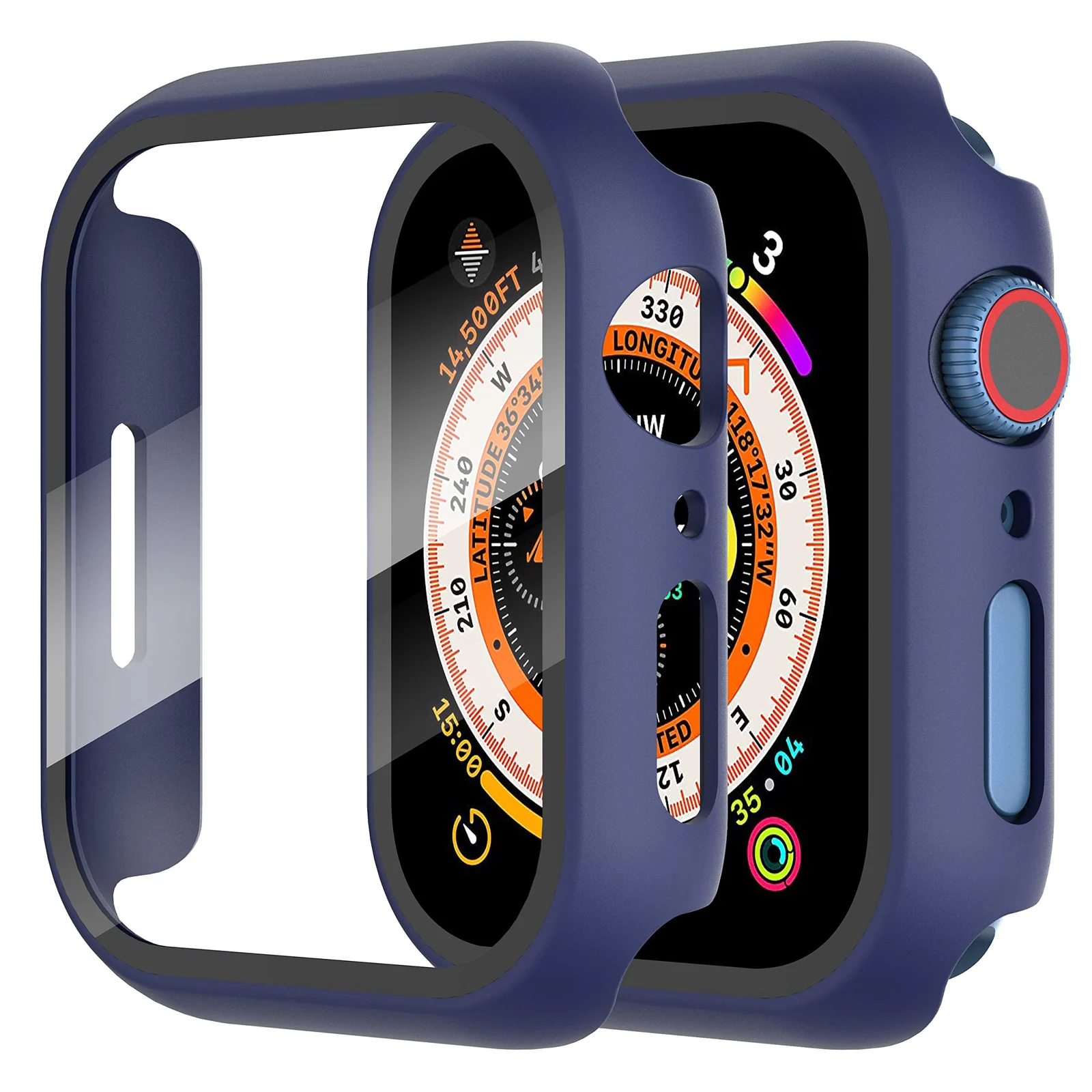 DL3 Mobilak Stainless Steel Band with Case Compatible with Apple Watch Band 45mm Series 9/8/7, Men Woman Business Strap with Protective Bumper Cover for iWatch Series 7/8/9 45mm - Blue