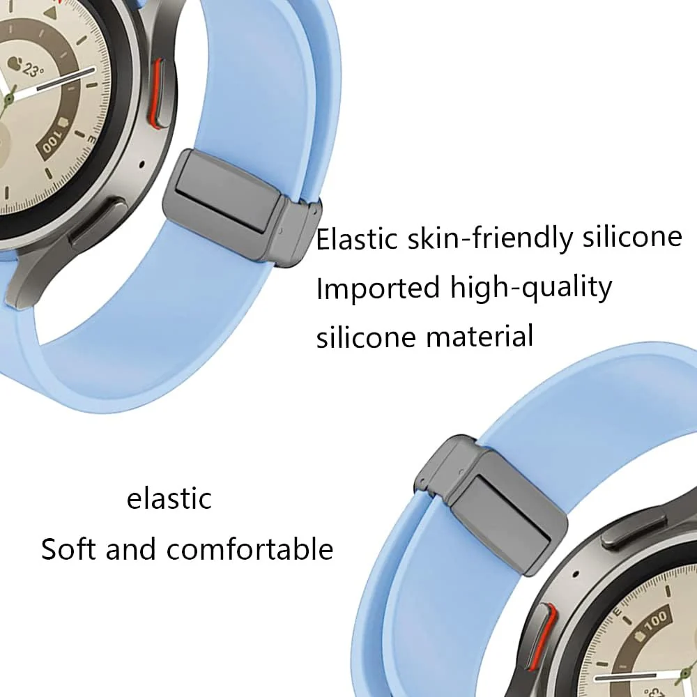 DL3 Mobilak Strap Silicone Magnetic Clasp 20MM Band for Samsung Gear Sport/Watch 4/5/5 Pro/S2 Classic/Active 2 40mm 44mm/Amazfit GTS 3/4/4 Mini/Bip 3/GTS 2 Mini/2e/Bip - Light Blue