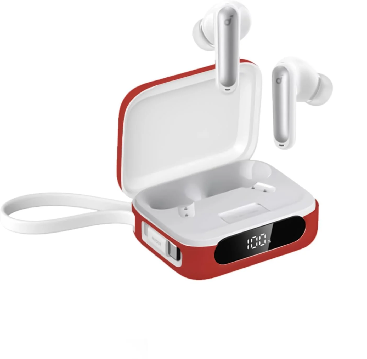 DL3 Mobilak Compatible with Anker Soundcore P41i Case Cover, Soft Silicone Shockproof Protective Skin Case for Soundcore P41i Wireless Earbuds with Carabiner, Front LED Visible - Red