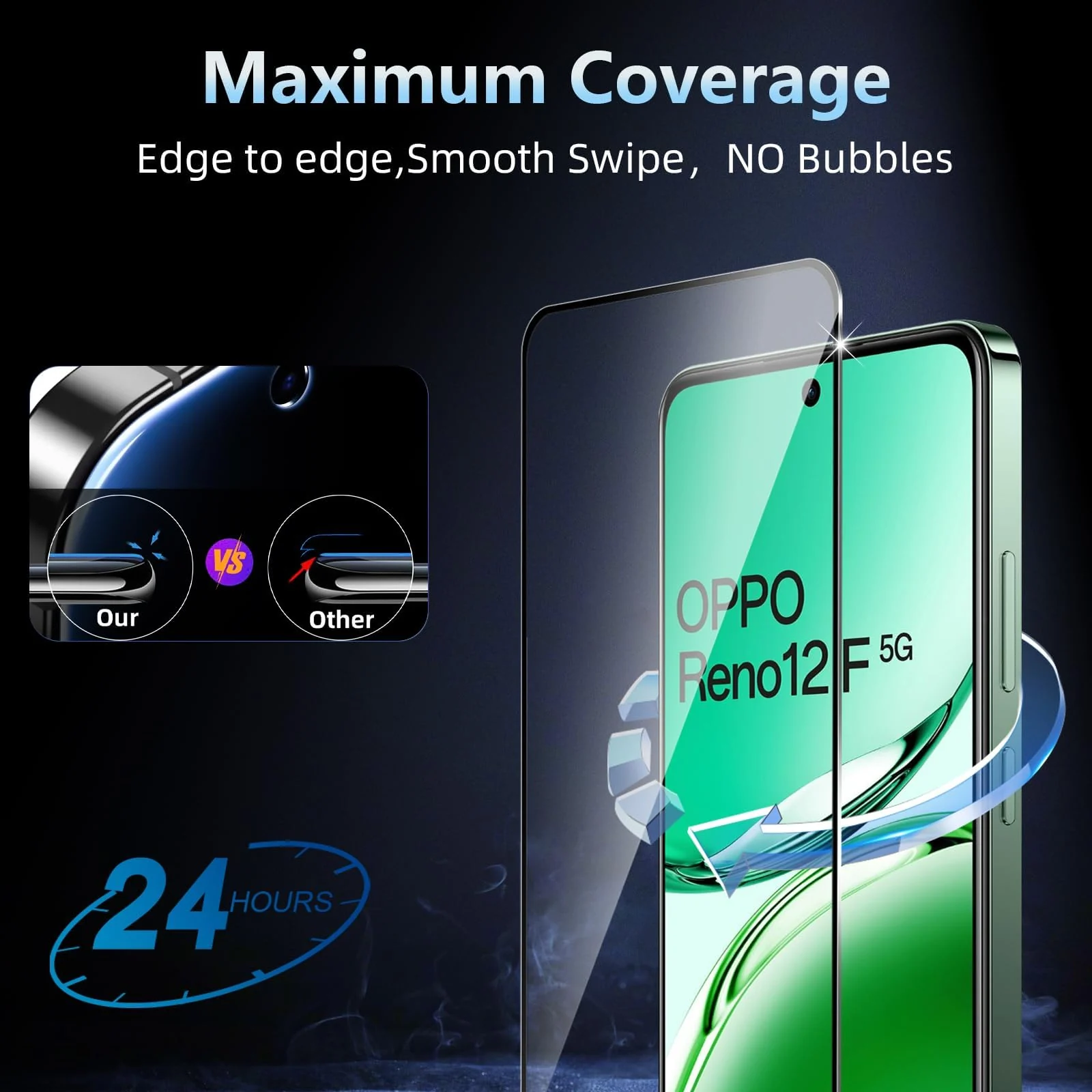 DL3 Mobilak for OPPO Reno 12F / Reno12 F 4G/5G Tempered Glass Screen Protector, 9H Hardness Anti-Scratch Tempered Glass flim, Case Friendly, Anti-Scratch For OPPO Reno 12 F - Clear