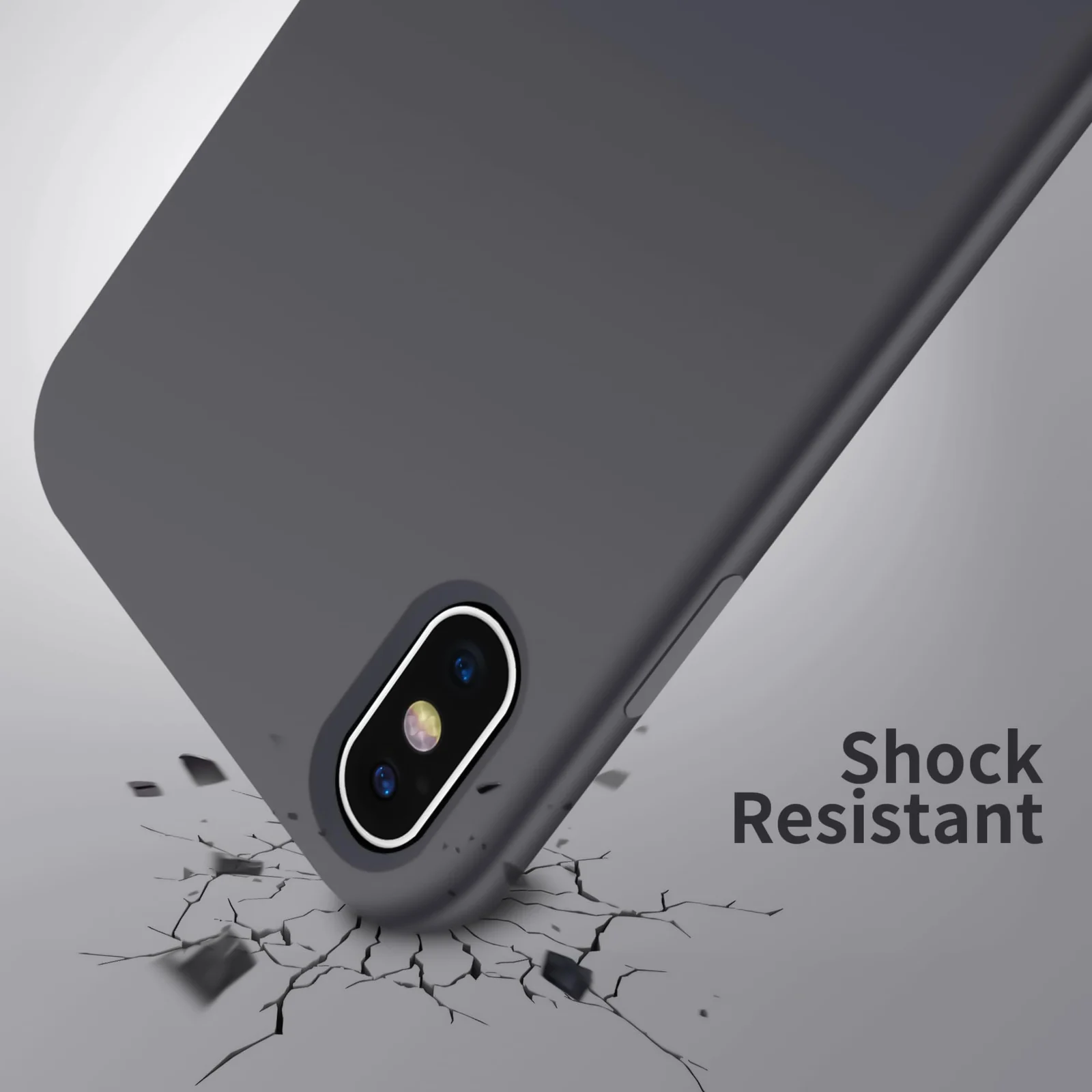 DL3 Mobilak Compatible with iPhone X/iPhone XS Case, Liquid Silicone Case, Full Body Protective Cover, Shockproof, Slim Phone Case, Anti-Scratch Soft Microfiber Lining - Deep Gray