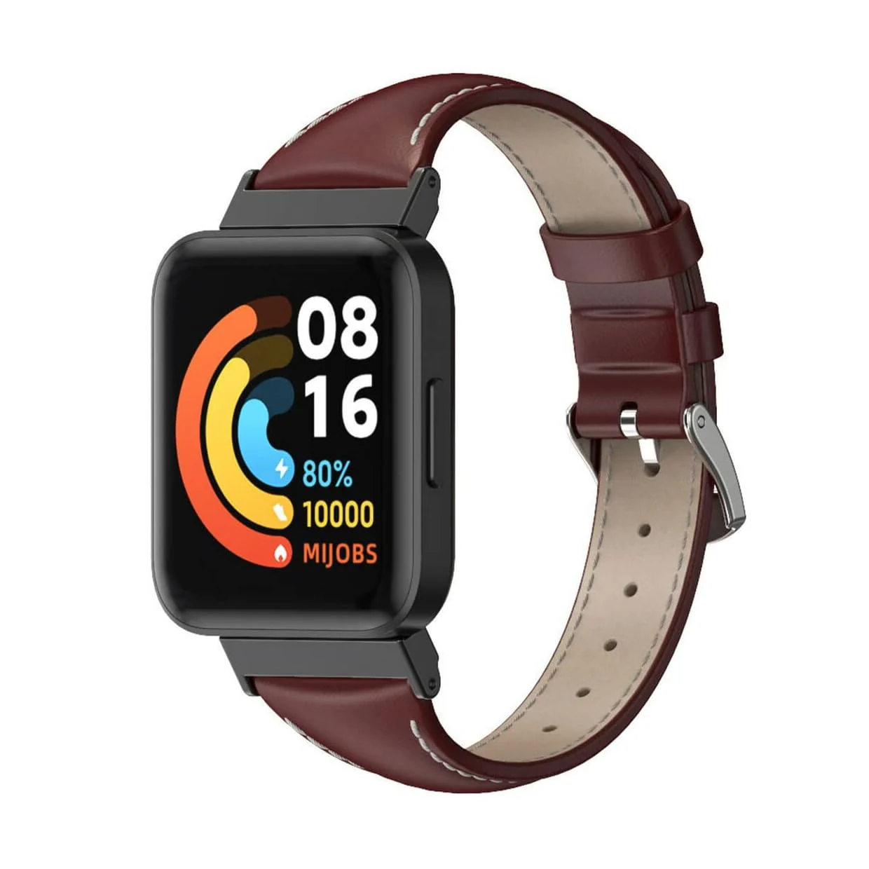 DL3 Mobilak Vintage Leather Strap For Xiaomi Redmi Watch 2 Lite/Poco Watch/Redmi Watch 2 / Horloge 2, Metal Buckle Breathable Replacement Strap, Men Women Replacement Soft Watch Straps - Wine Red