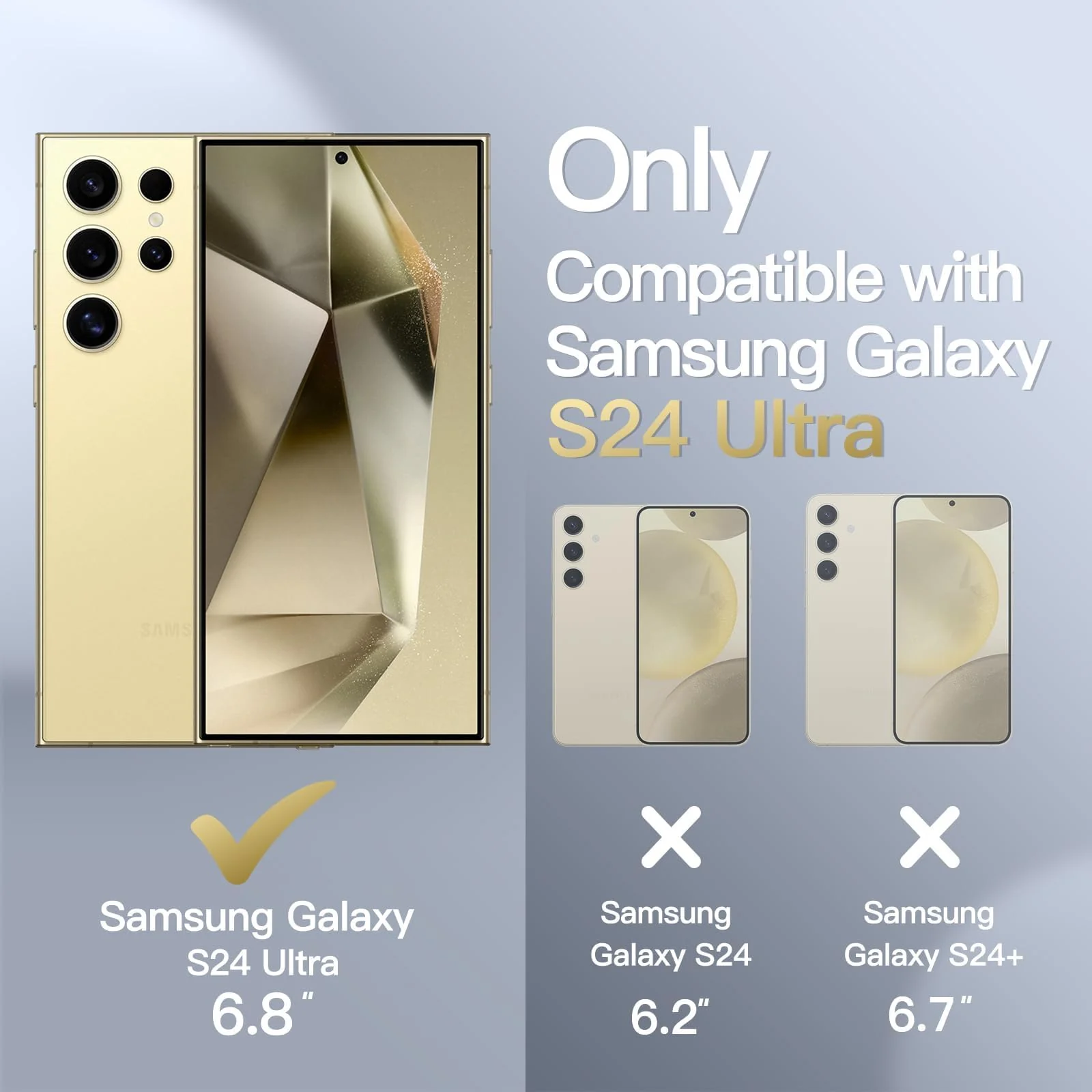 DL3 Mobilak Camera Protection for Samsung Galaxy S24 Ultra Camera Protection, Scratch-Resistant, 9H Hardness, HD Lens Protection, Protective Film, Lens Screen Protector Glass - Gold