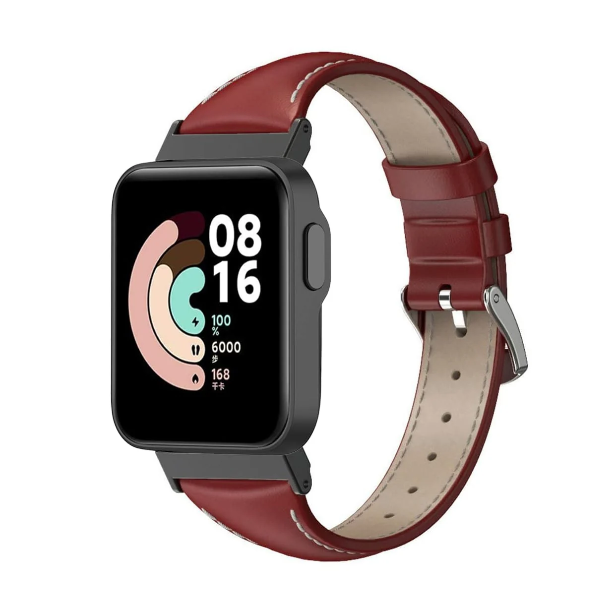 DL3 Mobilak Vintage Leather Strap Compatible with Xiaomi Mi Watch Lite/Redmi Watch, Metal Buckle Breathable Replacement Strap, Men Women Replacement Soft Watch Straps - Red Black
