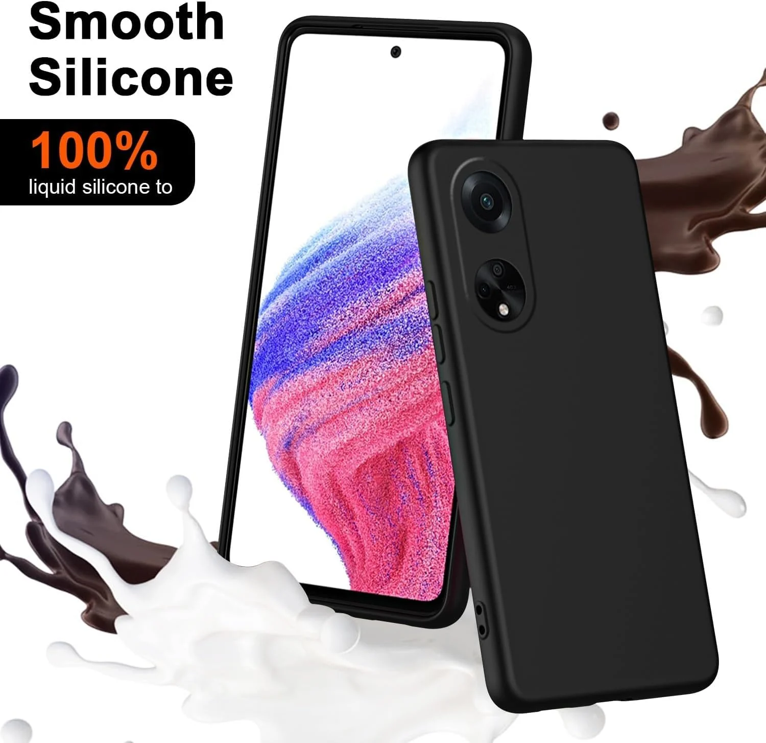 DL3 Mobilak OPPO A98 Case, Soft Flexible Silicone Gel Rubber Bumper Cover, Full Body Shockproof Protective Phone Case - Black