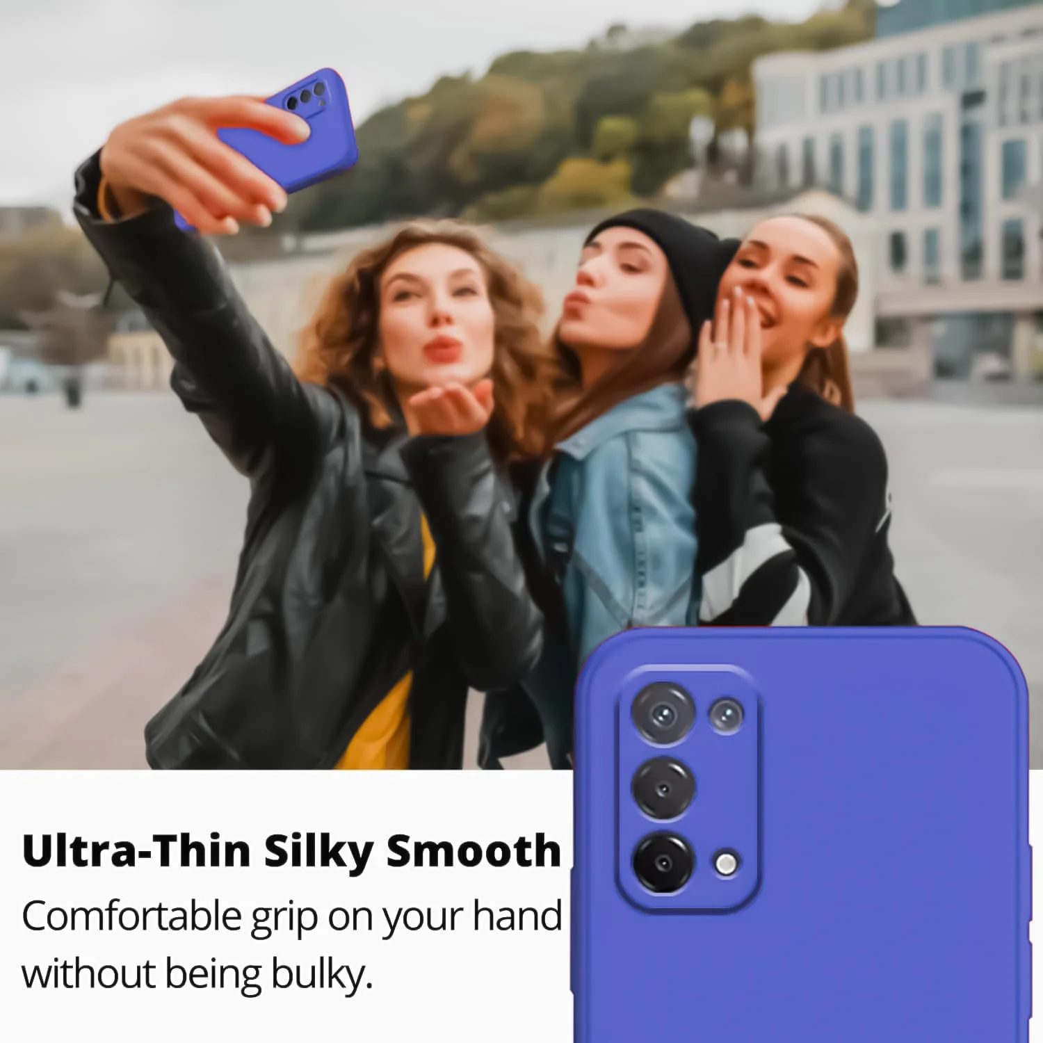 DL3 Mobilak Liquid Silicone Protective Case with Soft Microfiber Lining with Full Camera Protection for realme 7 Pro - Light Blue