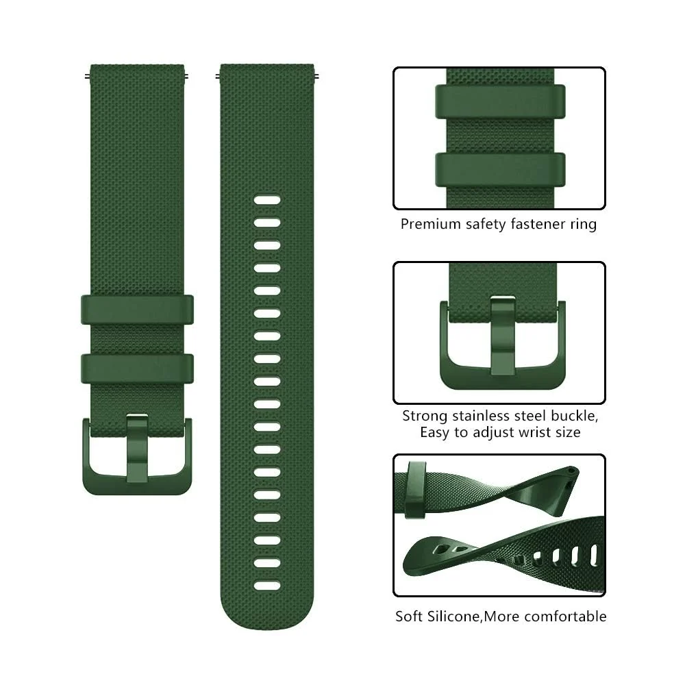 DL3 Mobilak Silicone Buckle Band 22MM Strap For Xiaomi Redmi Watch 5 Active/5 Lite/Samsung Galaxy Watch 3 45mm/Watch 46mm/Gear S3/For Huawei watch GT5 GT4 GT3 GT2 GT 46MM/GT2E/GT2 Pro/GT 3 Pro/GT5 Pro - Green