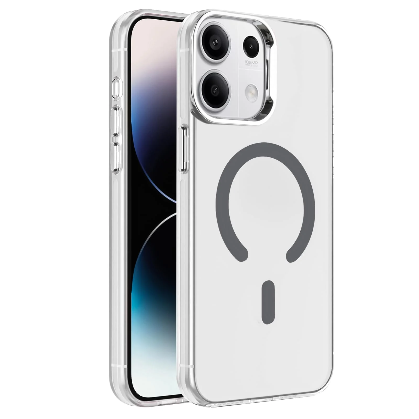 DL3 Mobilak Case for Xiaomi Redmi Note 13 4G Crystal Clear [Not Compatible with MagSafe] Soft TPU Gel Case Flexible Silicone Anti-Scratch Transparent TPU Cover - Gray