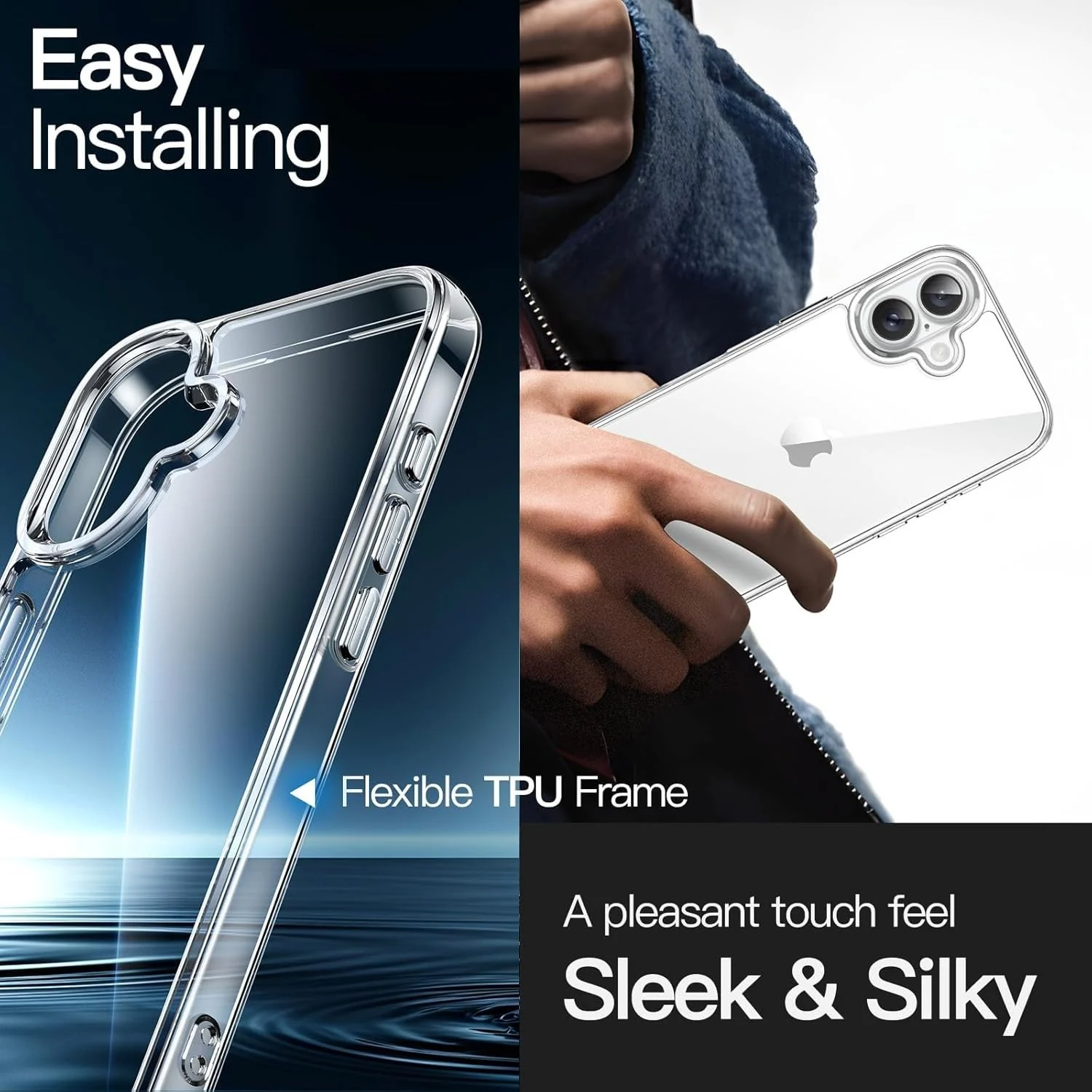 DL3 Mobilak Clear TPU Case for iPhone 16, Camera protection, Shock-absorbing protection, Scratch-resistant surface - Clear