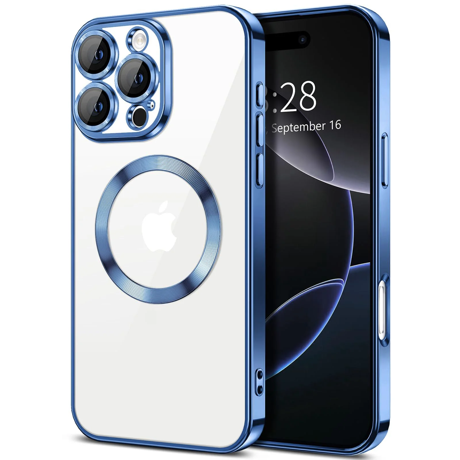 DL3 Mobilak Plated-Edge TPU Protective Case with Camera Protection for iPhone 16 Pro Max - Metallic Blue